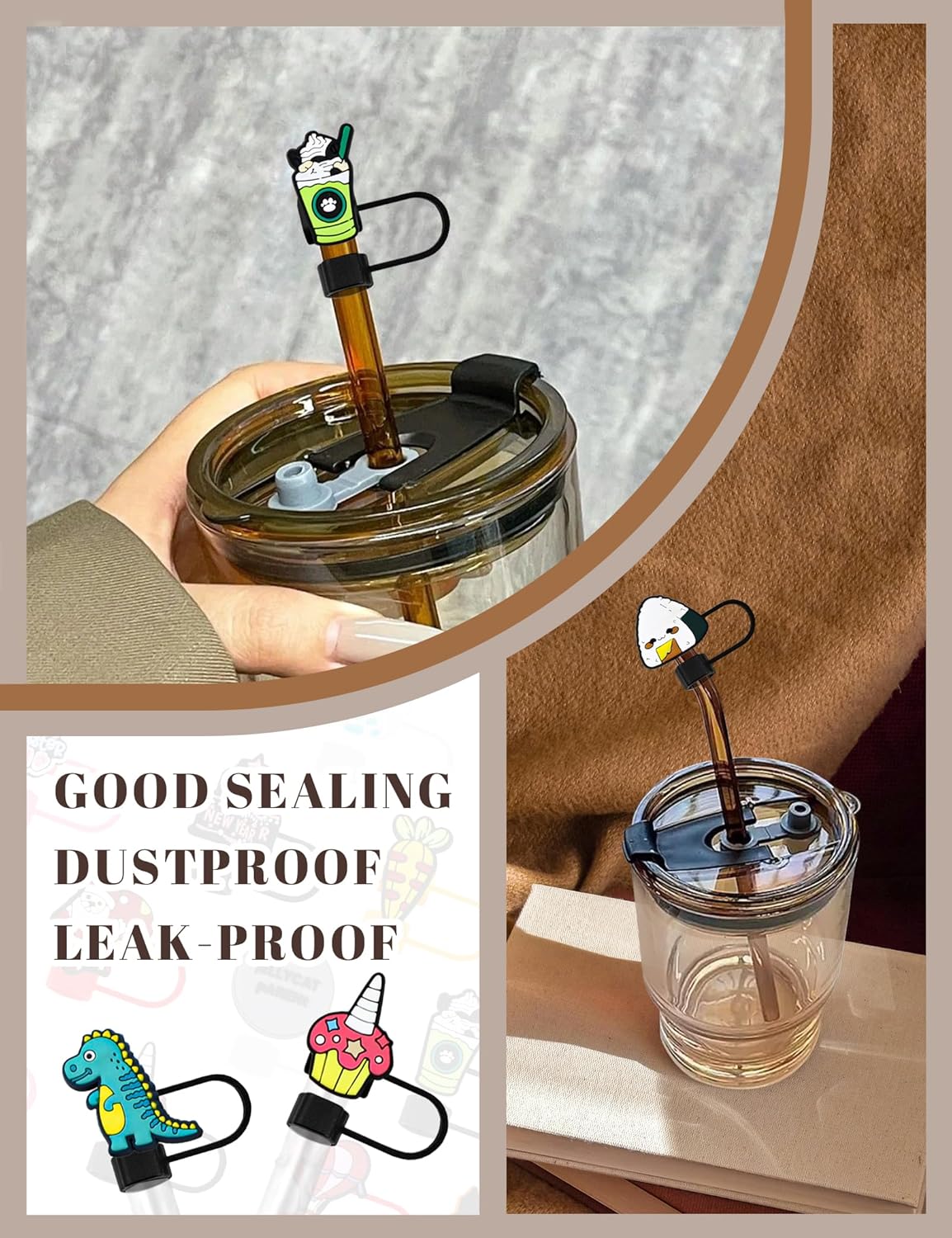 20Pcs Random Different Straw Cover Toppers for Stanley 30&40 oz Tumbler Cute Cartoon Straw Covers Cap 10mm/0.4in Dust-Proof Reusable Lids - Image 5