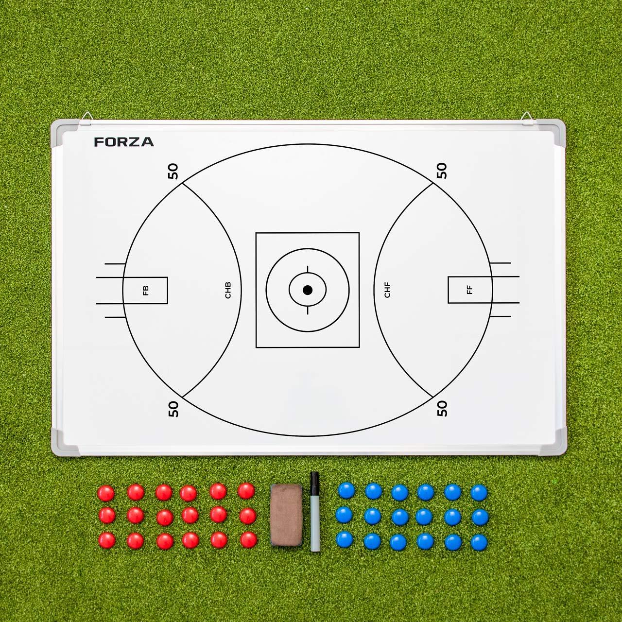 FORZA Sportowa tablica treningowa 90 cm x 60 cm | 13 opcji sportowych | dwustronna tablica taktyczna (piłka nożna Aussie Rules Football)