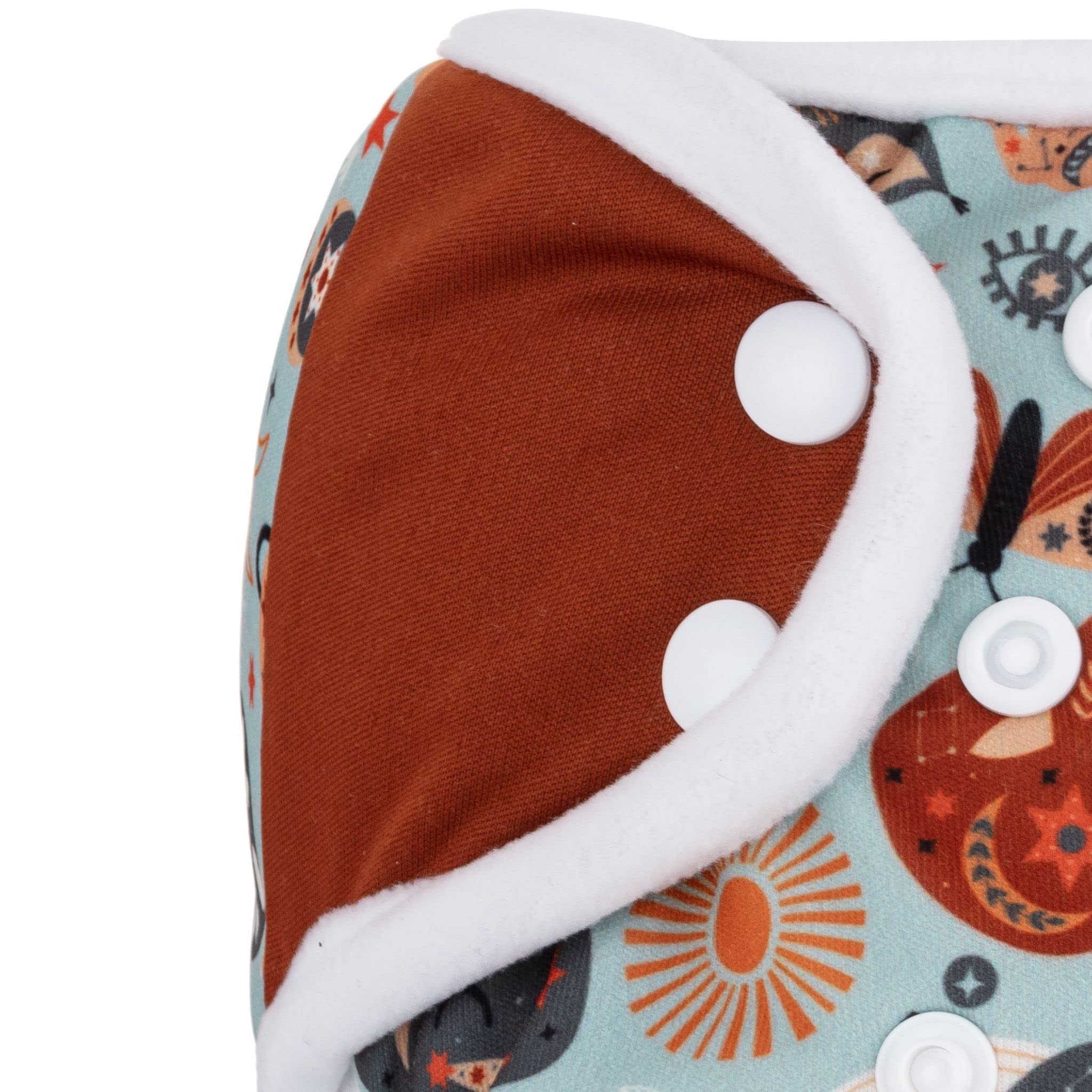 Copriscarpe Pannolini in Tessuto Riutilizzabili Lavabili Bottoni Automatici Marrone Baby Notte Traspirante Made in EU