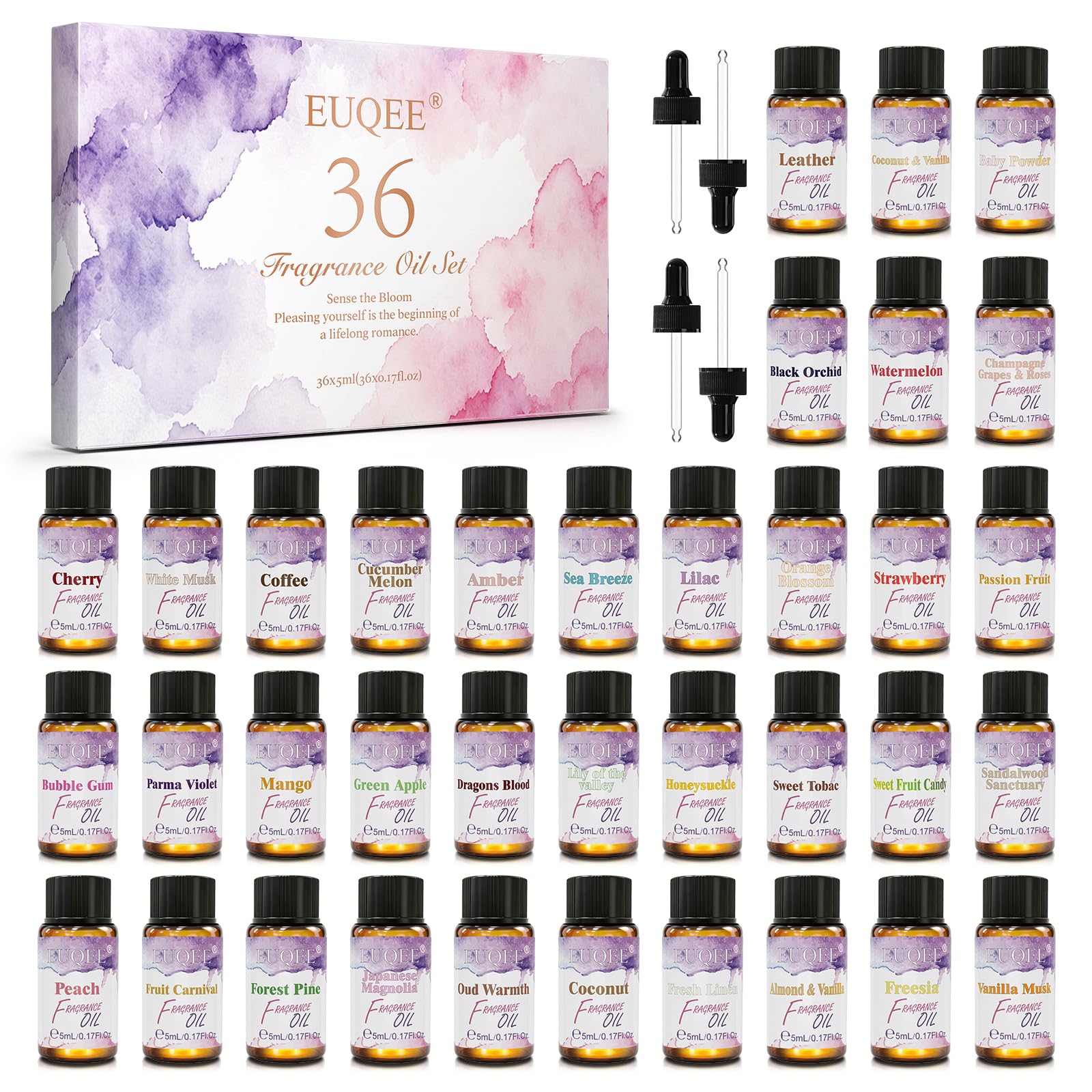 EUQEE Top 36 Scents Fragrance Oil Set for Diffuser for Home