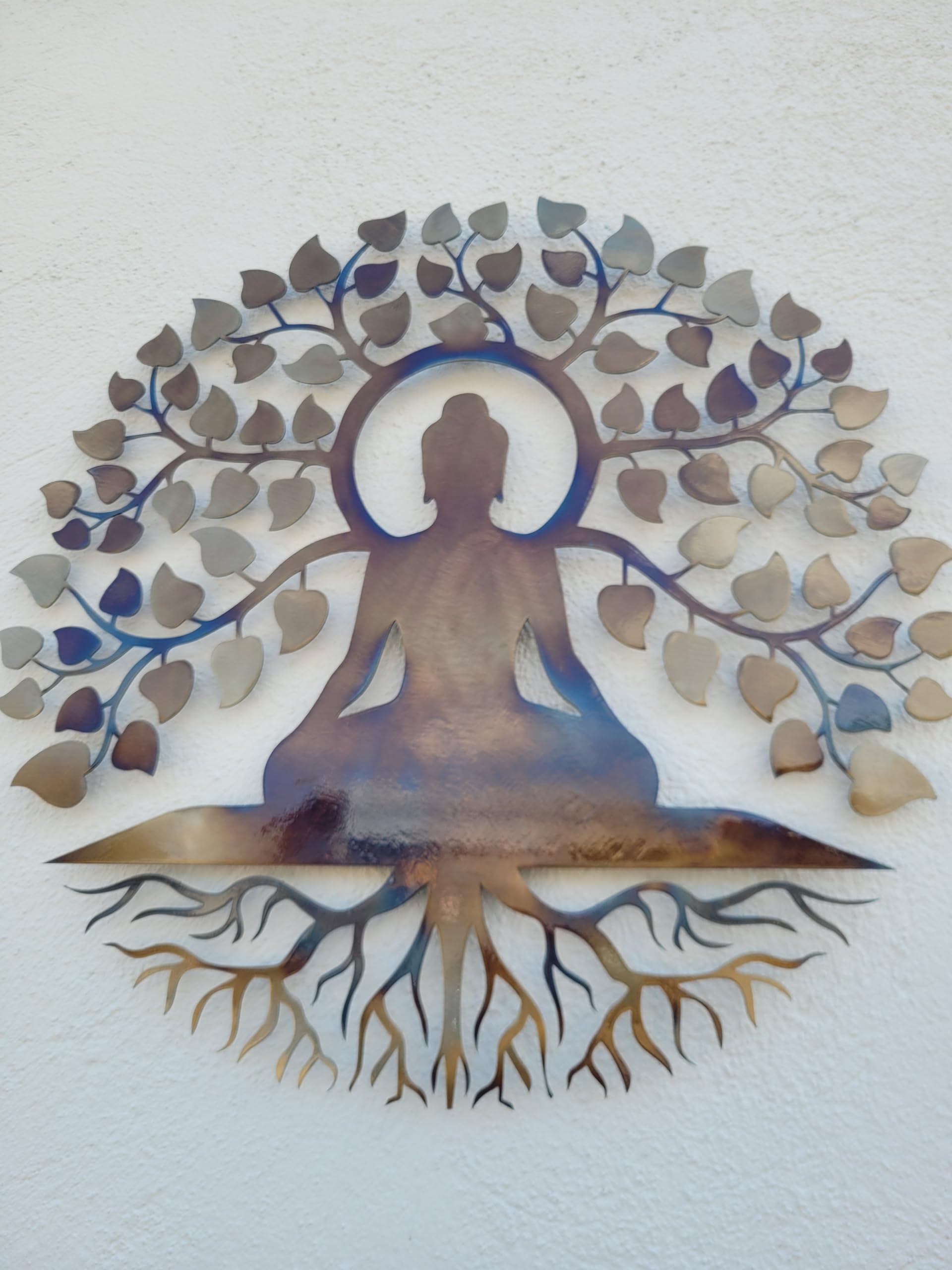 MetalArtWallDecor Buddha Metal Wall Art Decor - Spiritual Home Decor - Buddhist Art - Tree of Life - Meditation - Yoga - Spirituality - Healing - Gift (27.5''), 70 cm