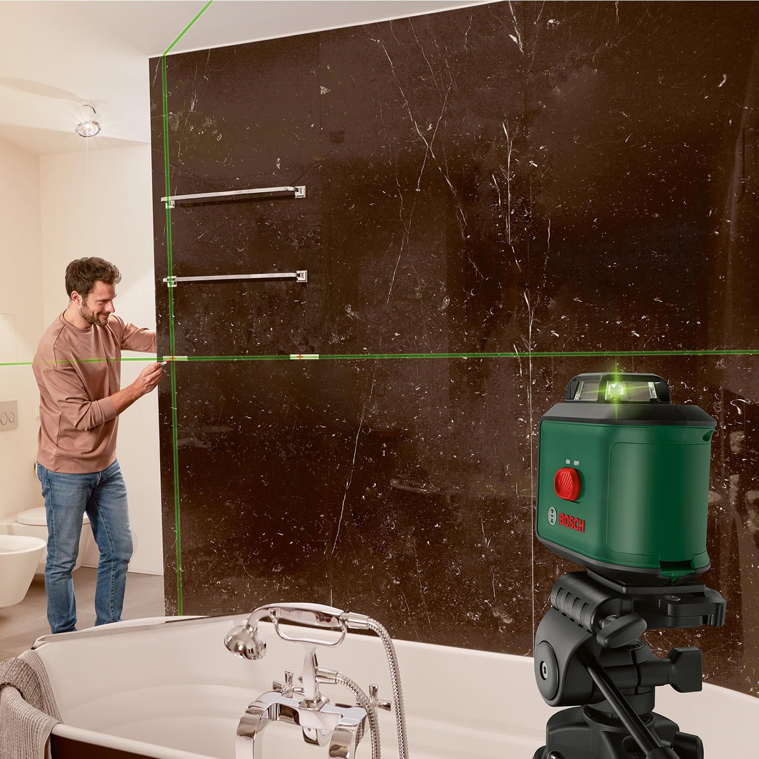 Bosch Home And Garden Laser Krzyżowy Universallevel 360 (Linie Laserowe: Pionowa + Pozioma, w Tym 360° do Wyrównywania Elementów w Całym Pomieszczeniu, Opakowanie Kartonowe)