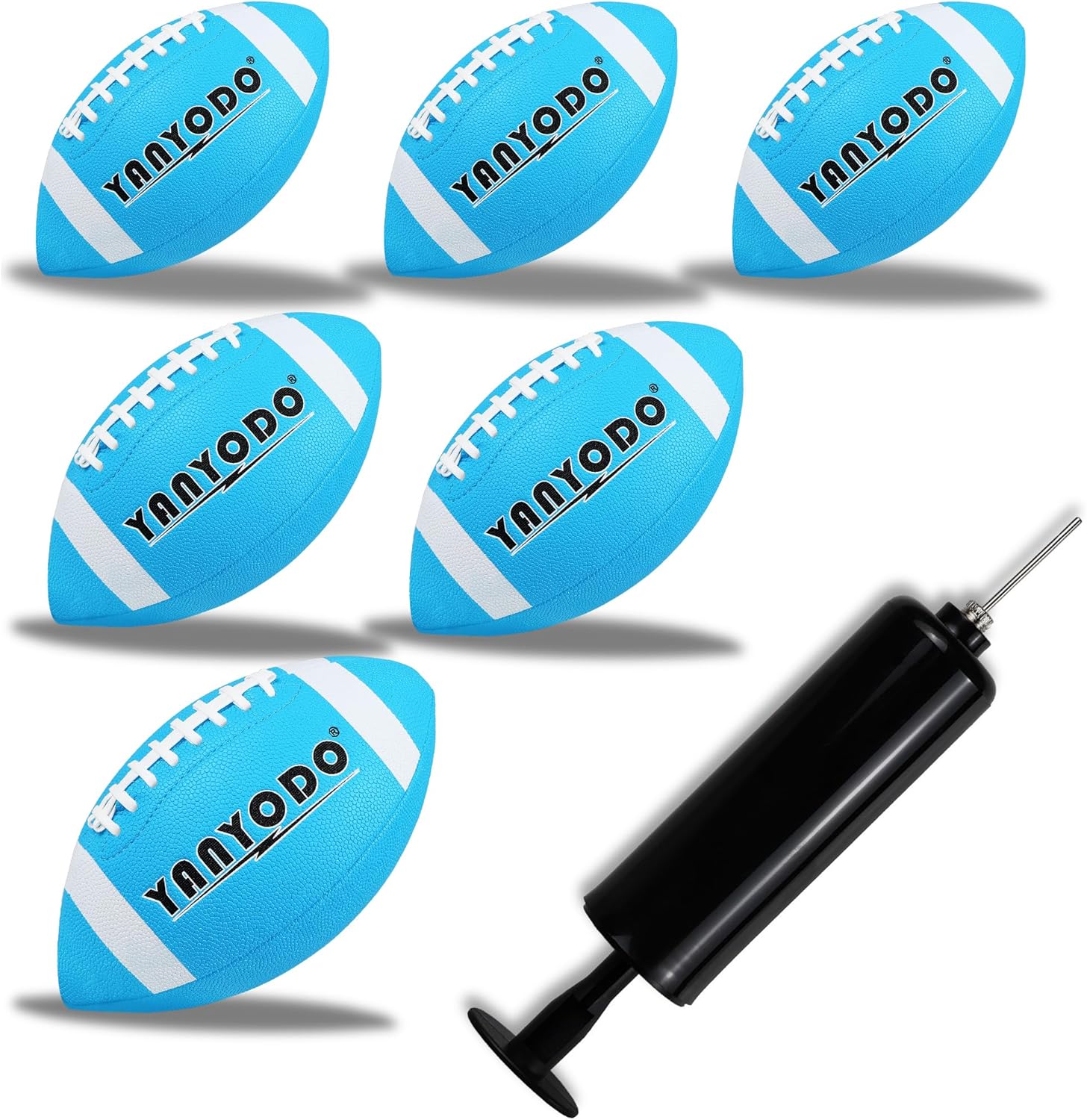 6 Pack Football Size 6/9 Official Sized Ball with Textured Grip for Youth High School&College Practice, Match and Scrimmage Play Indoors & Outdoors All Weather Use with Pump
