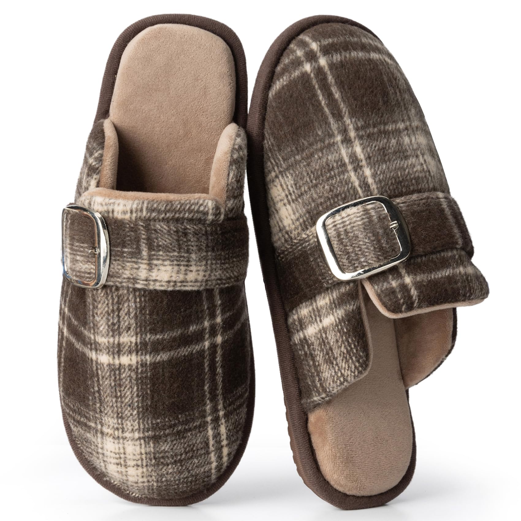 GOEWY Fuzzy Slippers for Women with Memory Foam Warm Winter Suede House Slippers Shoes Indoor Outdoor Gifts For Women Faux Fur Anti-Skid