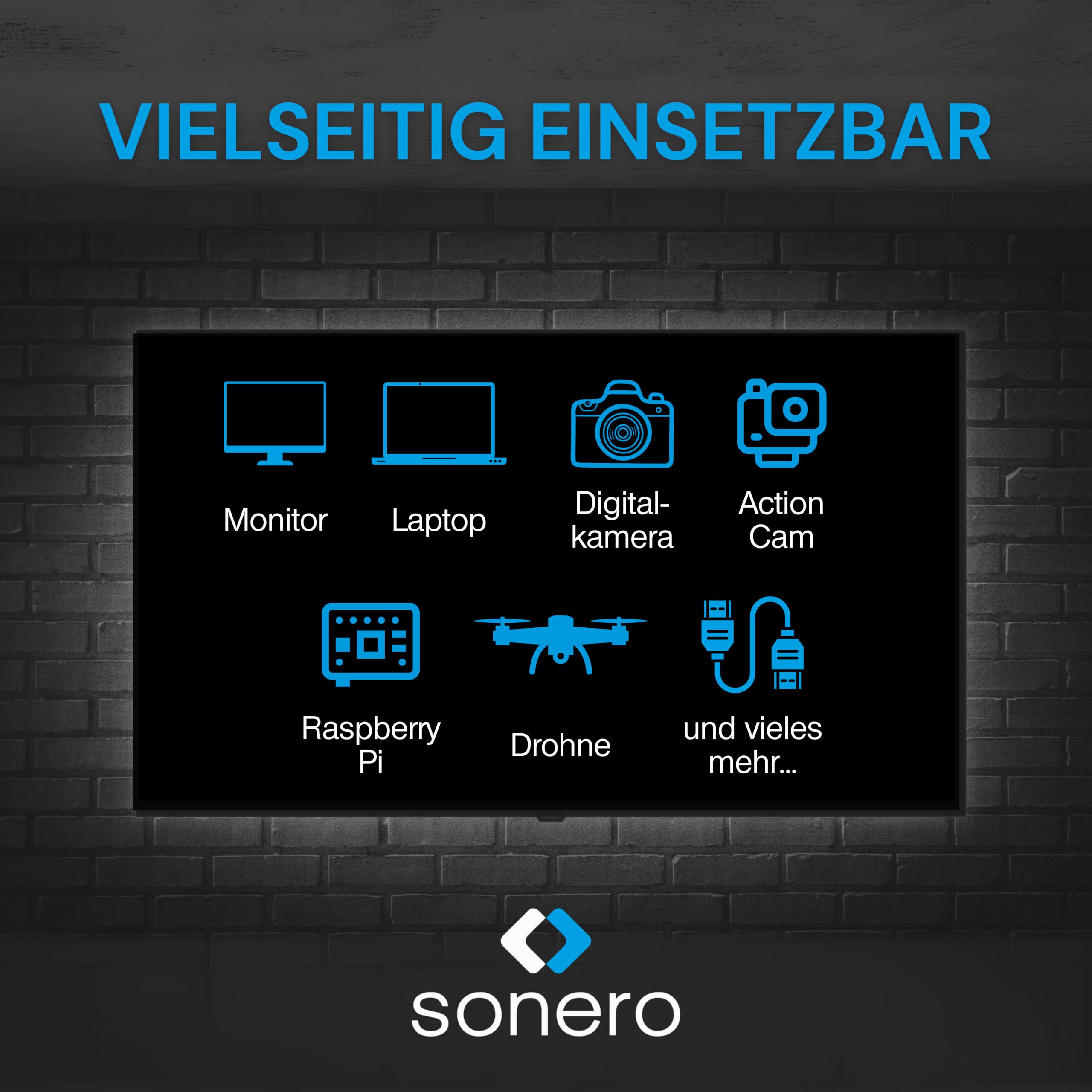 Sonero® Kabel Premium High Speed ​​Micro HDMI do HDMI 4K, wtyczka Micro HDMI D do HDMI A, pozłacane styki, podwójne ekranowanie, 0,50 m