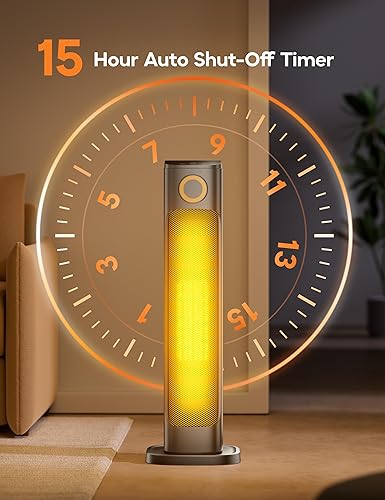 Miniatura 3 de Calentador de espacio para interiores, calentadores eléctricos de 1500 W para interiores con control remoto, oscilación de 80, temporizador de 15
