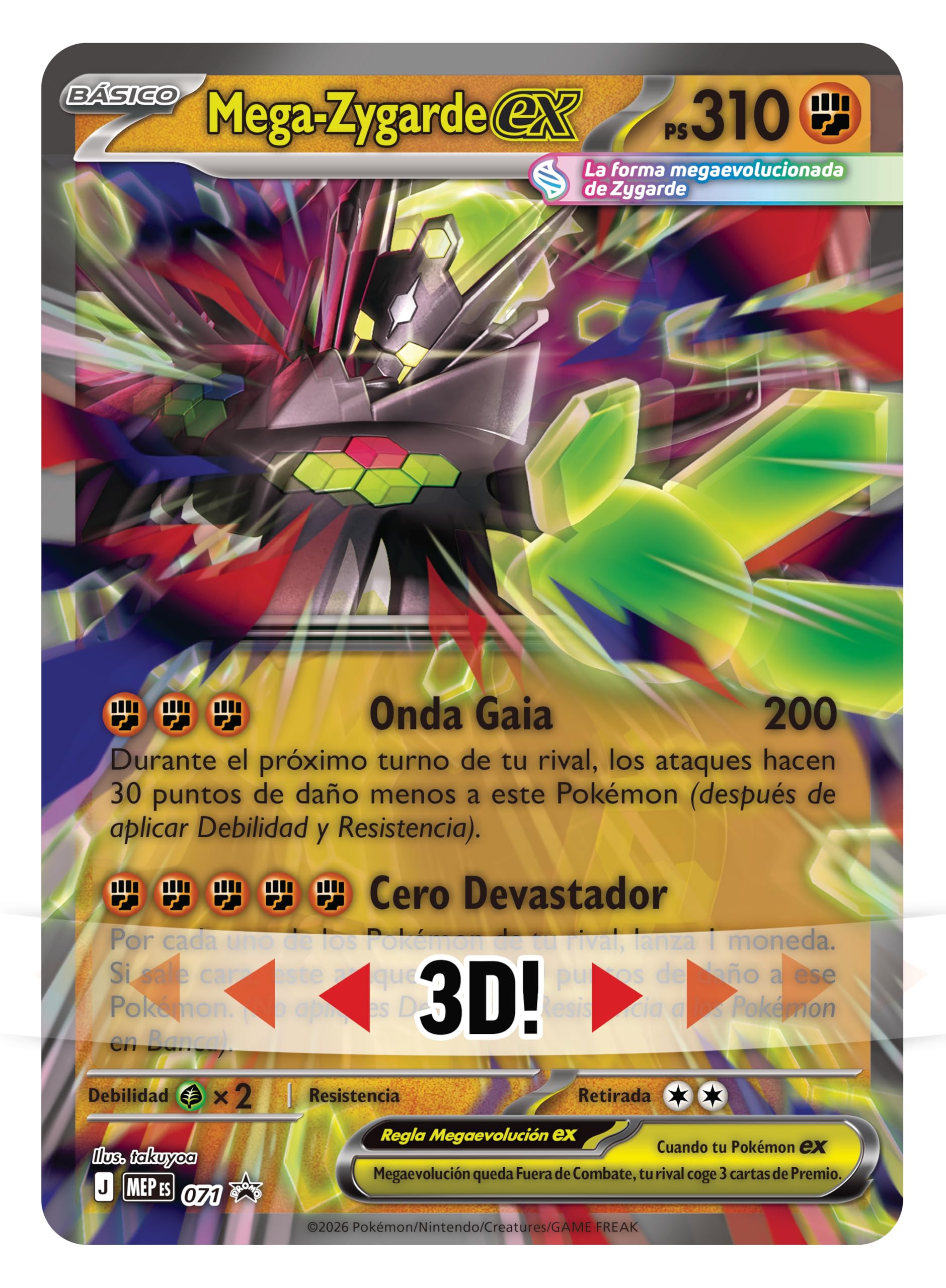 Pokémon: Colección prémium Mega-Zygarde ex (1 Carta de promoción, 1 Carta de Gran tamaño con Efecto 3D, 1 Pegatina Especial y 8 Sobres de Mejora)