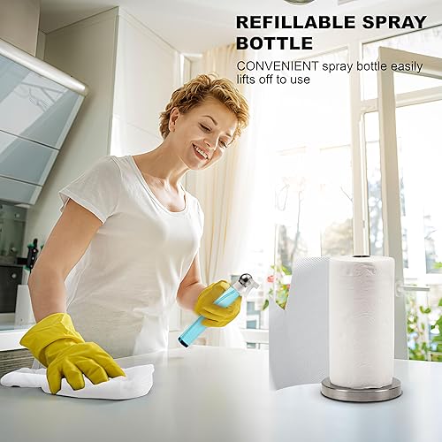 Miniatura 7 de Everyday Solution - Soporte para toallas de papel con botella de spray de 7 onzas, rociador estético para encimera de cocina con soporte para
