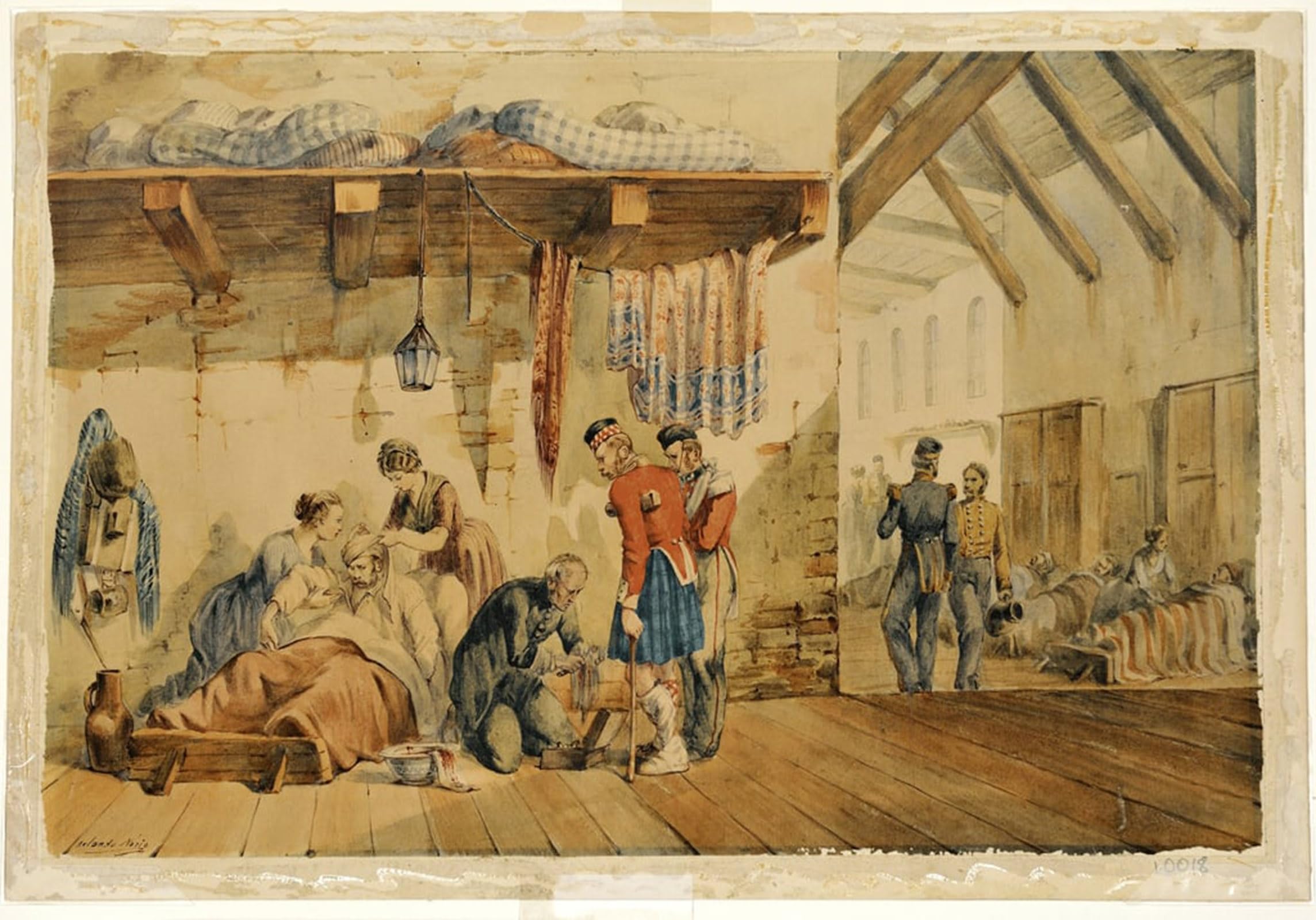 ARTXLXXBN Famous Prints Artwork Pictures Poster Painting Art Hospital Scutari Scene with Nurses and Soldiers of the Highland Regiment by Orlando Norie Artwork Landscape Pictures for Home Decor 60x90cm