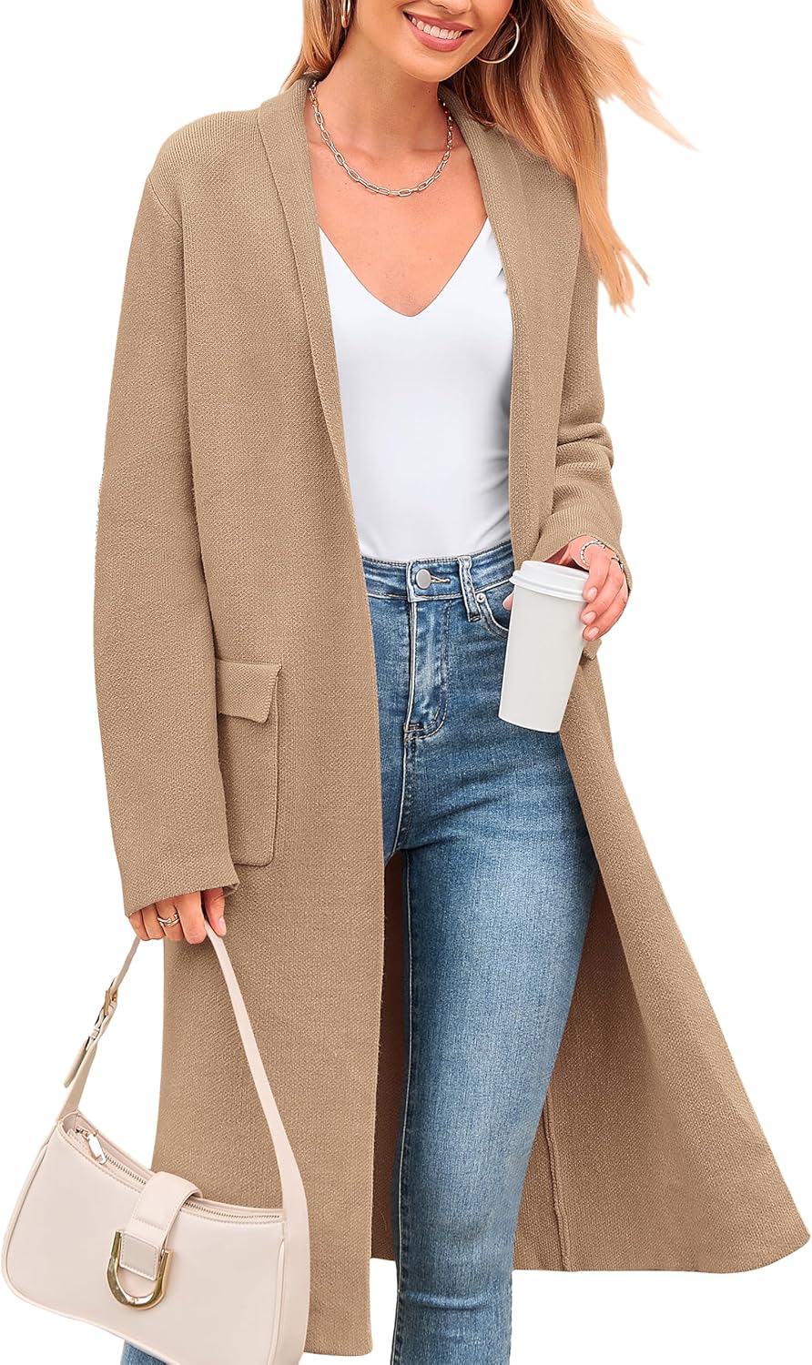 MASCOMODA Open Front Long Cardigan Sweaters for Women Trendy 2025 Fall Winter Oversized Sweater Coats Knit Coatigan Jackets