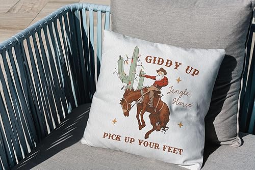 Miniatura 7 de OFlich Fundas de almohada de Navidad occidental de 18 x 18 pulgadas, almohadas de Navidad de vaquero occidental, fundas de almohada de Navidad