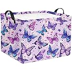 HIYAGON Rectangular Butterfly Basket Baby Storage Basket Storage Bin Organizer Box Room Decor(Purple Butterfly)