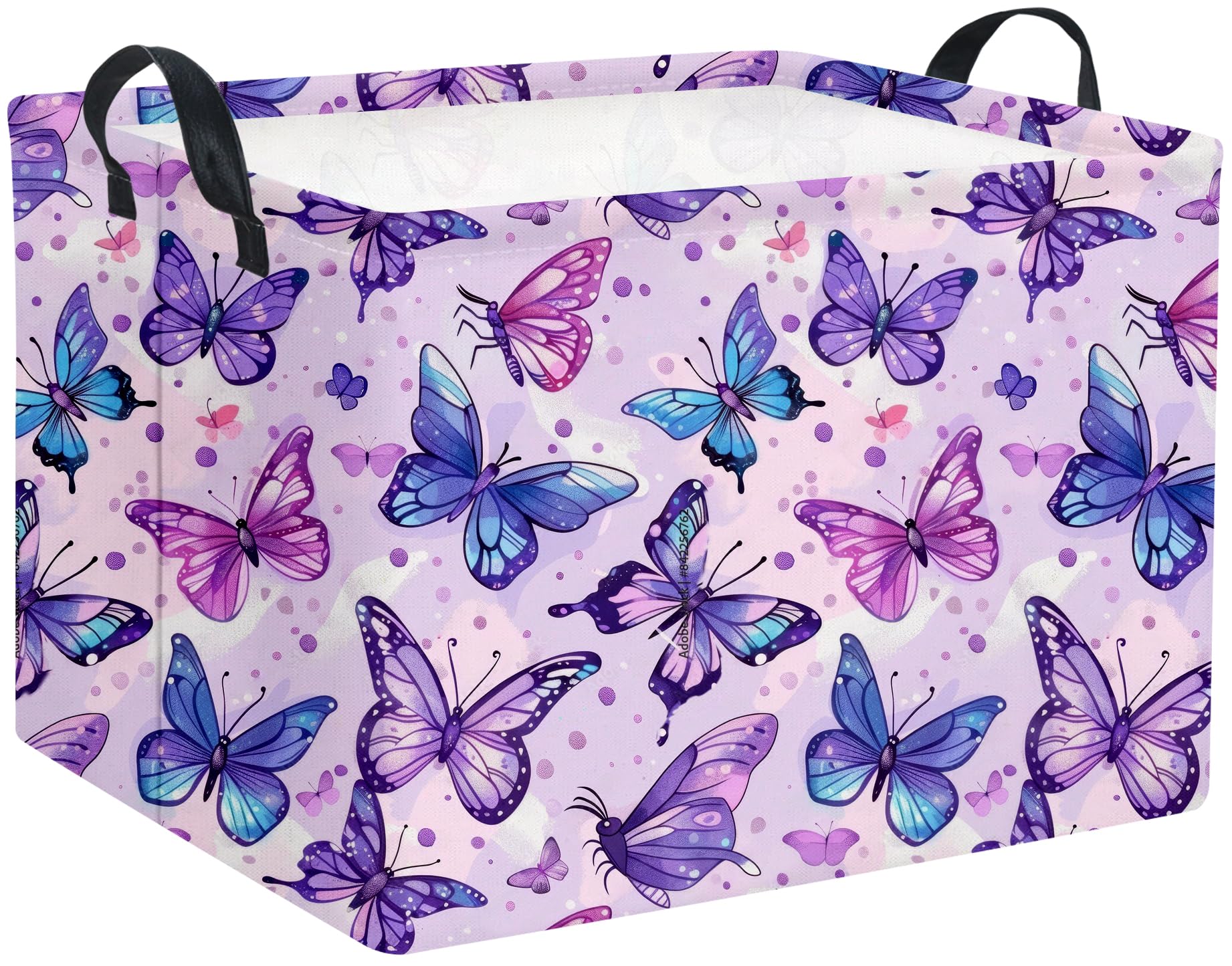 Rectangular Butterfly Basket Baby Storage Basket Storage Bin Organizer Box Room Decor(Purple Butterfly)