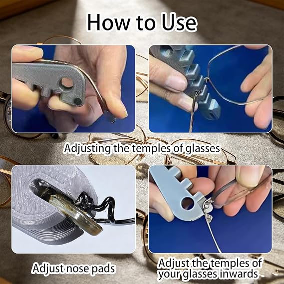 2Pcs Tool for Bending Glasses Temples,Glasses Frame Adjustment Tools Eyeglass Temple Curvature Adjuster Tool Repair Tool for Glasses Temples and Nose Pads for Home Travel DIY Optic Maintenance