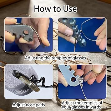 2Pcs Tool for Bending Glasses Temples,Glasses Frame Adjustment Tools Eyeglass Temple Curvature Adjuster Tool Repair Tool for Glasses Temples and Nose Pads for Home Travel DIY Optic Maintenance