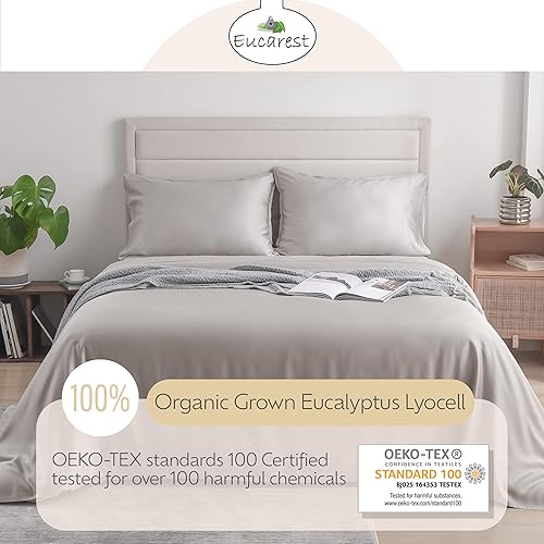 Miniatura 5 de EUCAREST Juego de fundas de almohada de lujo tamaño Queen, Tencel de eucalipto orgánico, hipoalergénico, regulación térmica, ultrasuave y
