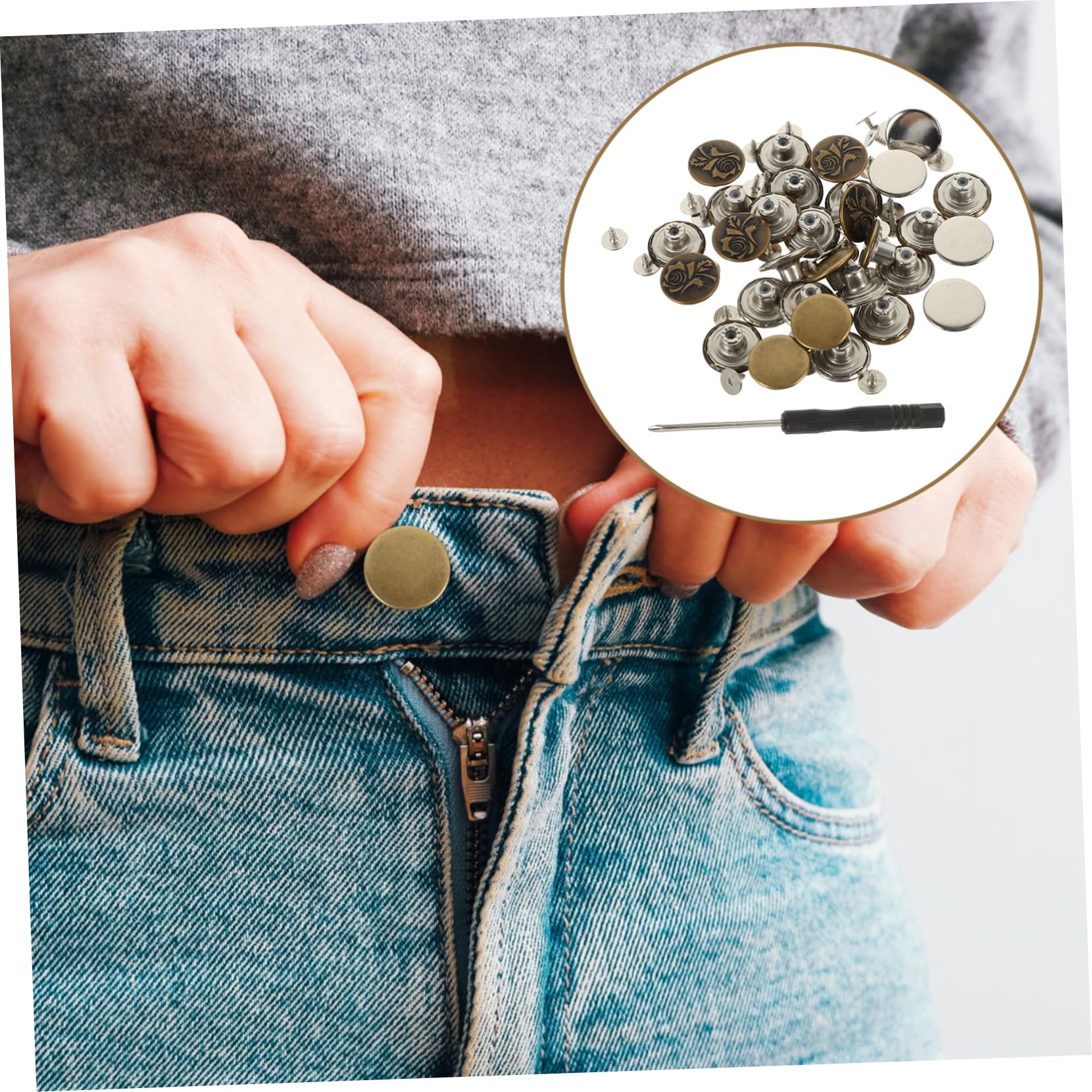 Operitacx 12sets Regolabili Per Jeans Chiusure Staccabili Per Con Cacciavite Adattabili e Pratici Per Modificare La Dei