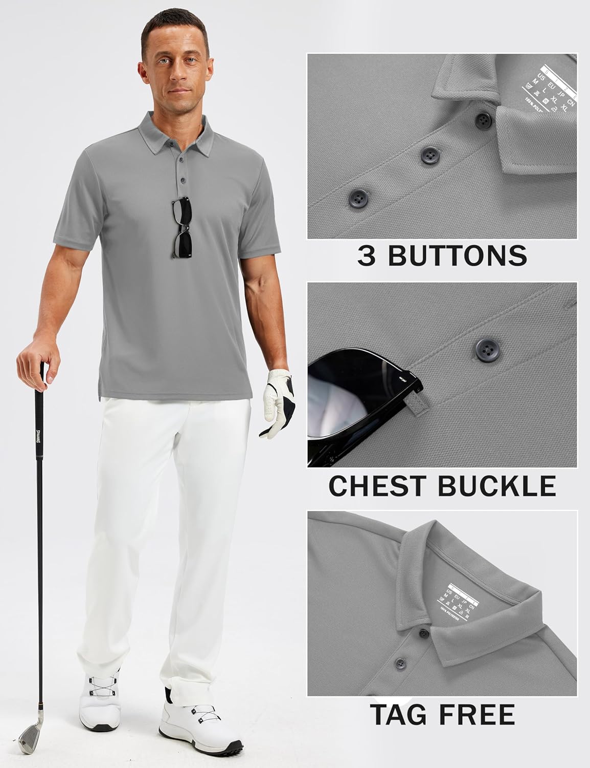 TACVASEN Men's Polo Shirts Short Sleeve Dry Fit Golf Shirt Casual Performance Athletic Tennis Shirts for Men