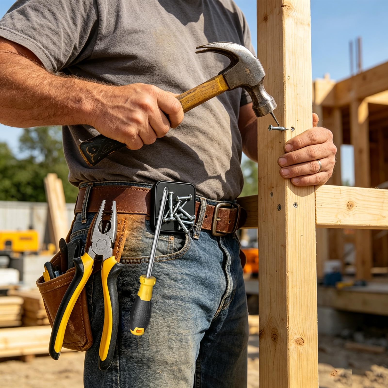 Magnet Belt Clip, Tool Belt Clip, Strong Clip-on Belt Magnet Holster for Hammer, Screws, Nails, Pliers, Screw Driver, Trowel, Drill Bit, Wrench