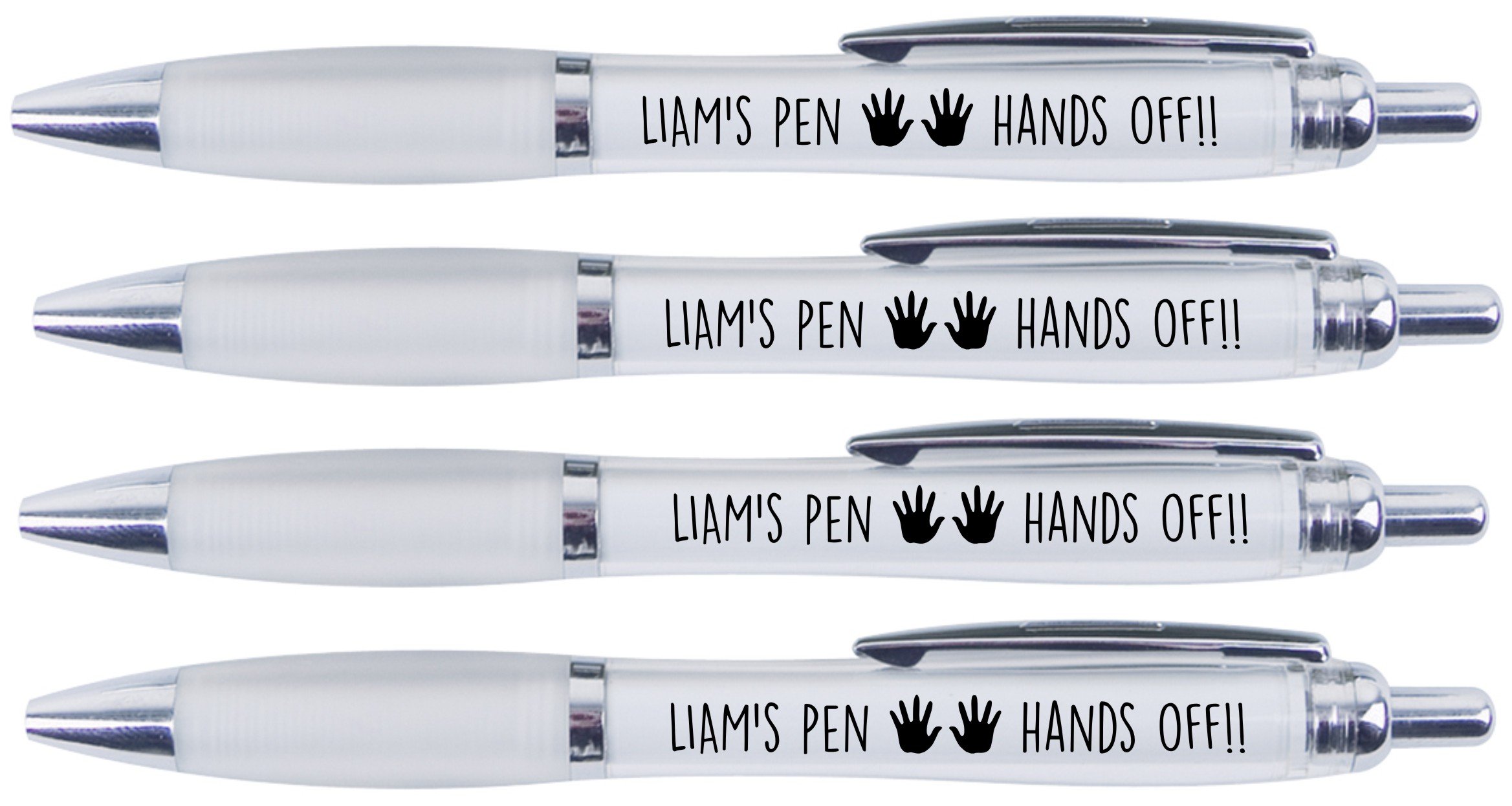 Printedproducts Black Liam's Pen Hands Off!!, 4 Printed Pens For Liam