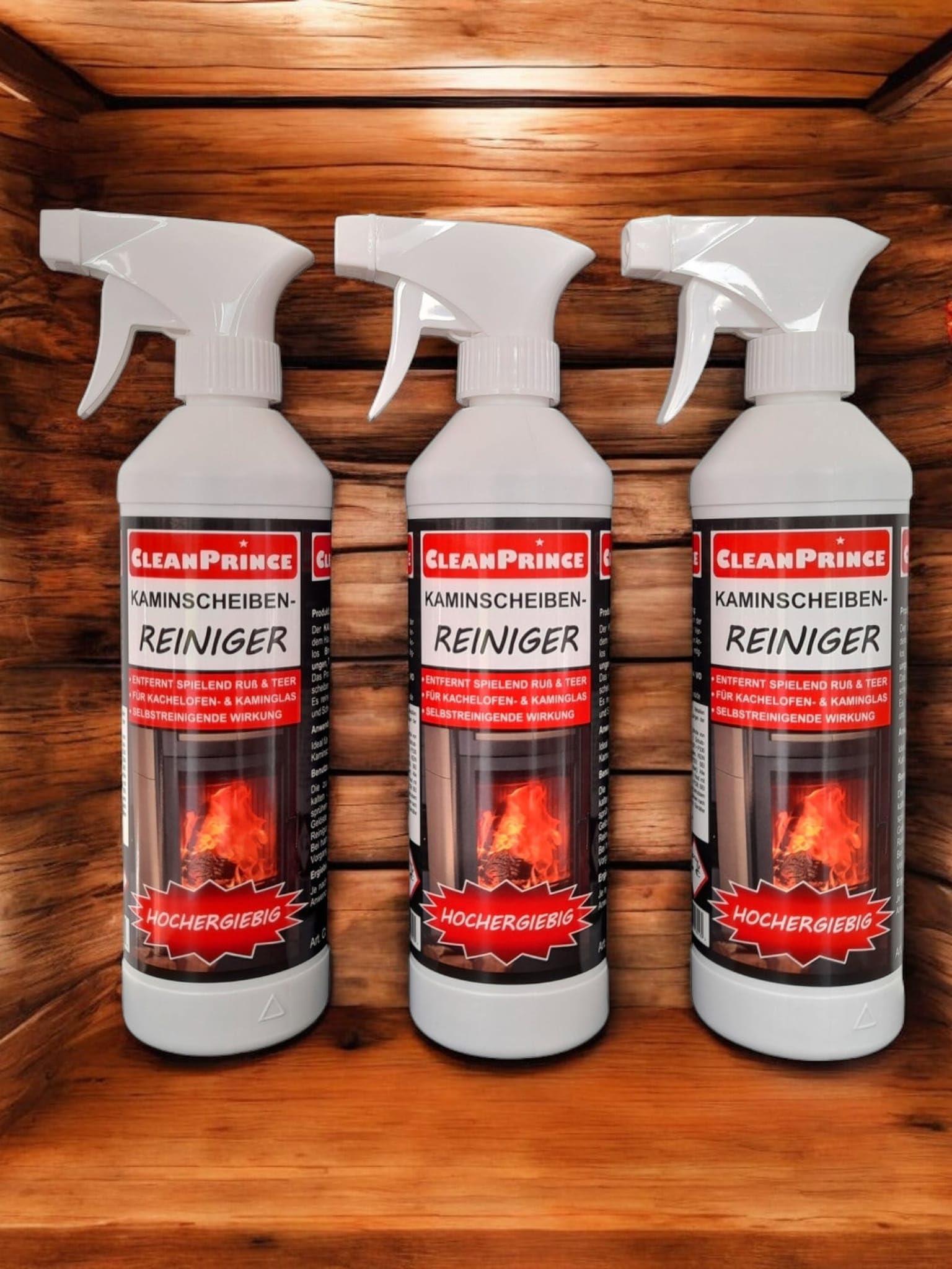 CleanPrince 3 x 0,5 Liter Kaminscheibenreiniger Ofen Glas Ruß Ofenglas Kaminglas Ofenreiniger Kaminreiniger Drogerie & Körperpflege