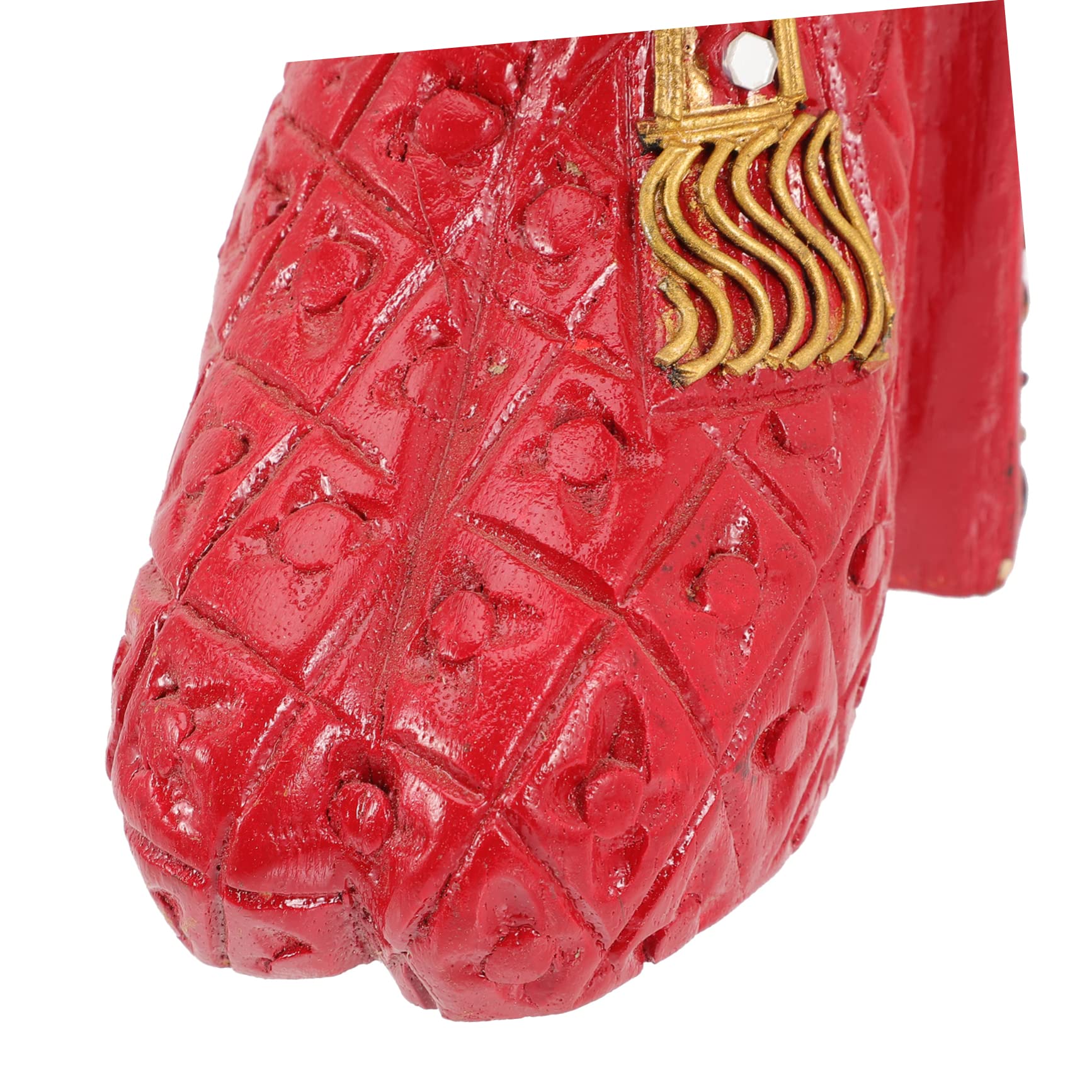SOLUSTRE Estatua de Buda Arrodillado Roja de Madera Estilo Oriental