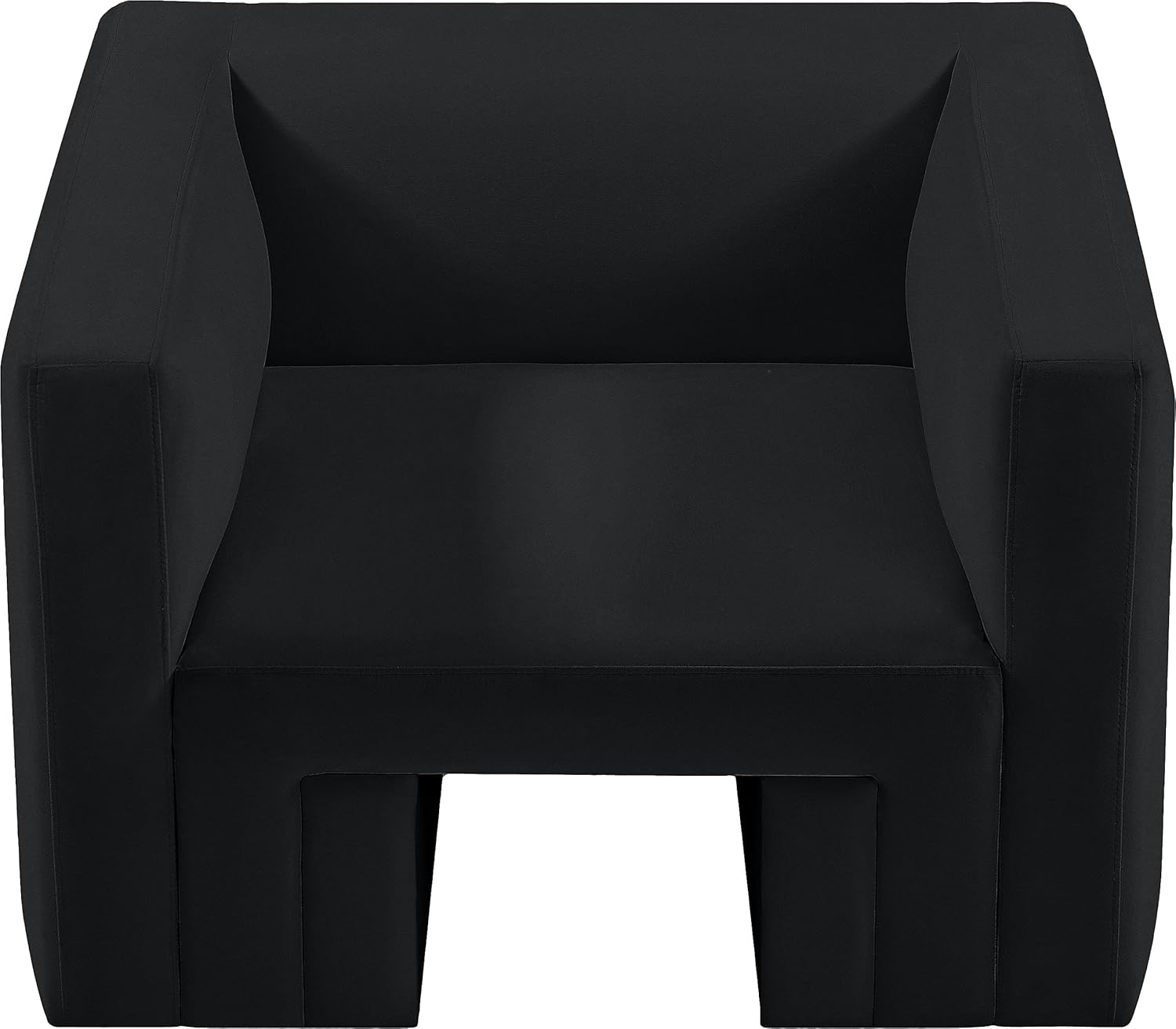 Meridian Furniture 665Black-C Henson Collection Modern | Contemporary Velvet Upholstered Chair with Rich Black Velvet, Solid Wood Frame, 41" W x 34.5" D x 28" H, Black