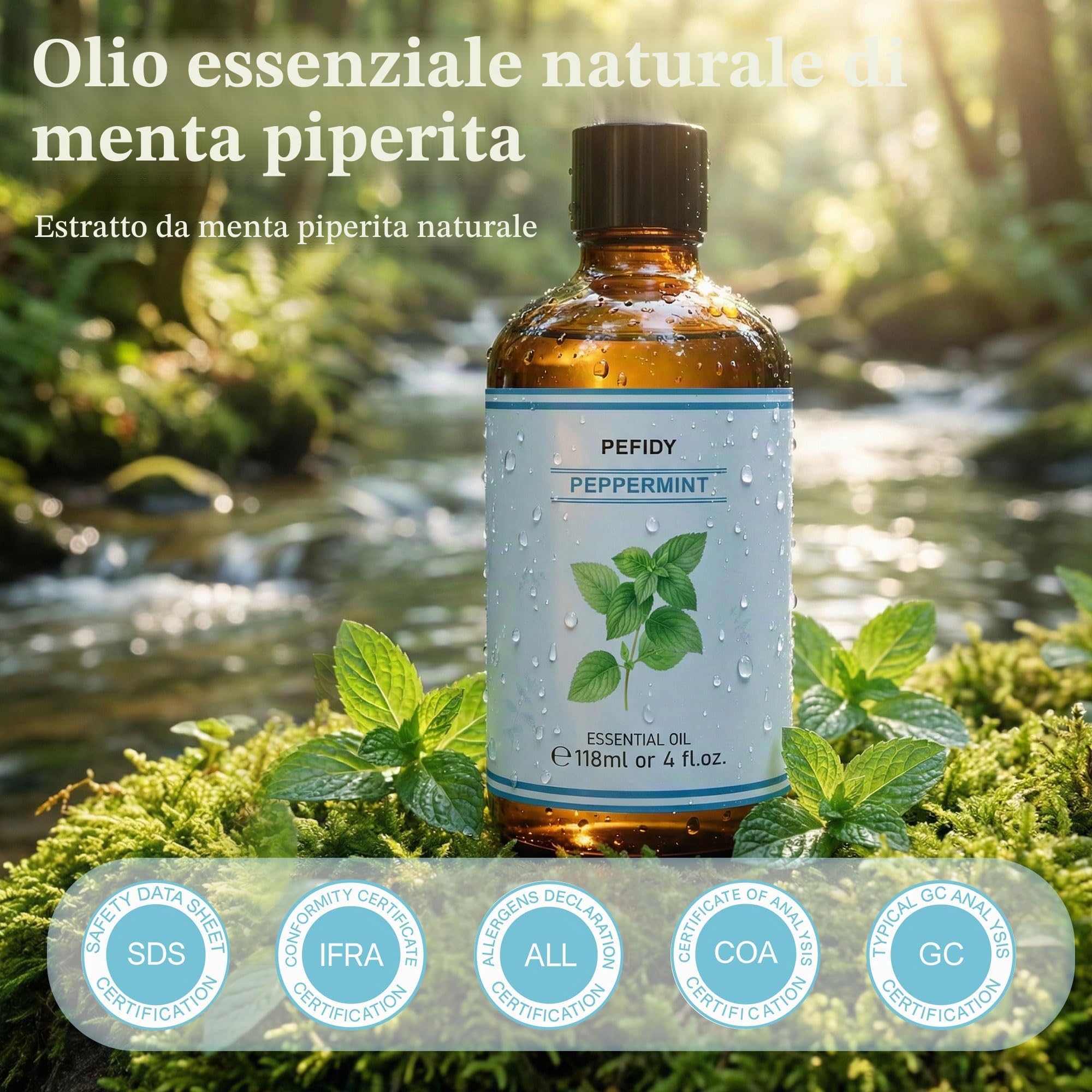 Olio Essenziale Menta Piperita 118ml – Olio di Menta 100% Naturale – Ideale per L'aromaterapia, Candele Profumate, Diffusori, Lampade Aromatiche, Aria Fresca e Saponi