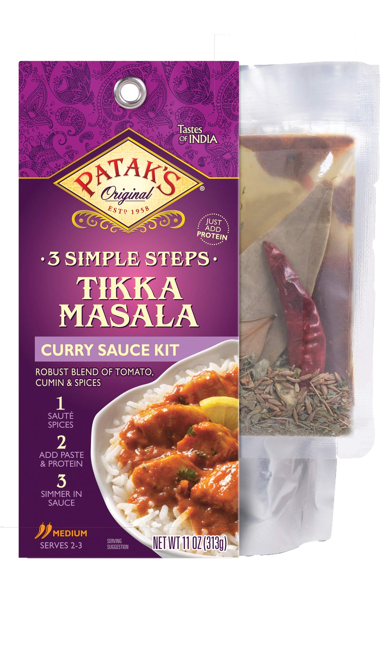 Snapklik.com : Pataks Tikka Masala Curry Sauce Kit 3-Step