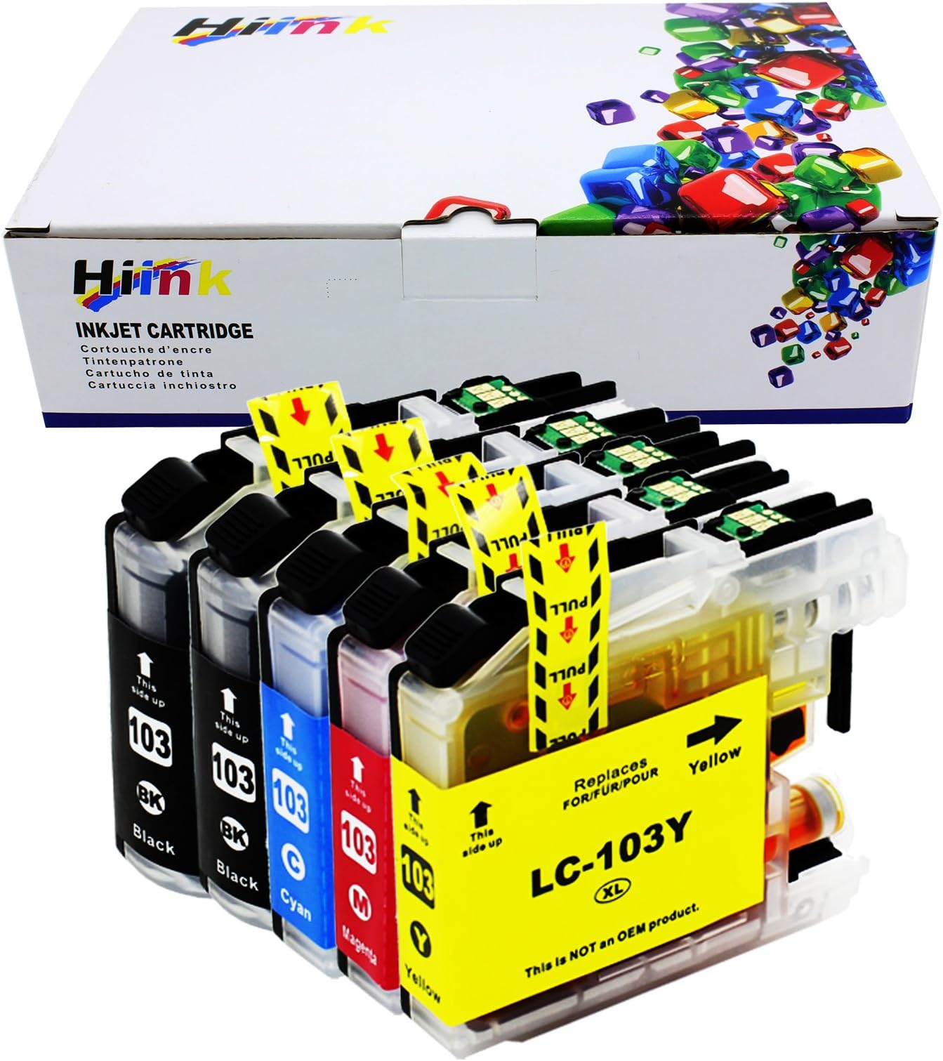 HIINK Compatible Ink Cartridge Replacement for Brother LC103XL LC101 LC-103 Ink use with Brother MFC-J245 MFC-J285DW MFC-J450DW MFC-J475DW MFC-J650DW MFC-J870DW MFC-J875DW Printer (2B 1C 1M 1Y,5-Pack)
