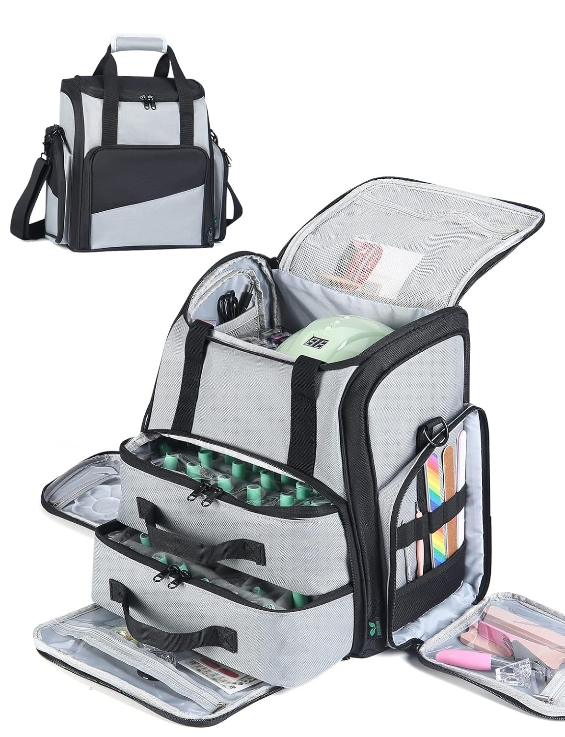 Double Leaves Large Nail Polish Organizer Bag, Travel Nail