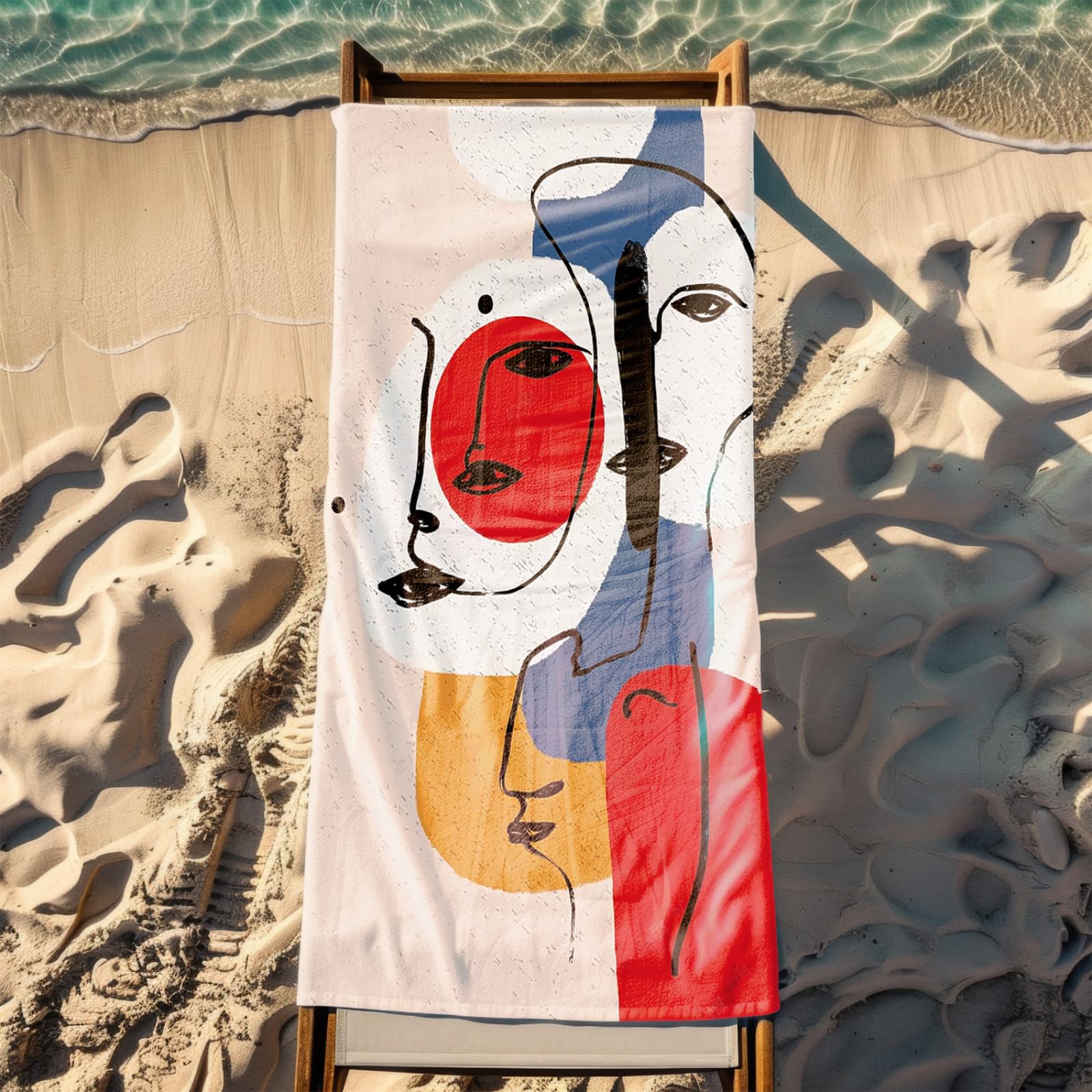 Generisch XXL Strandtuch Microfaser 180 X 90 Rot Blau Gelb Muster Strandhandtuch Groß Kompakt Und Sandfest Schnelltrocknend Reisehandtuch Für Den Strand Gym Travel Sauna