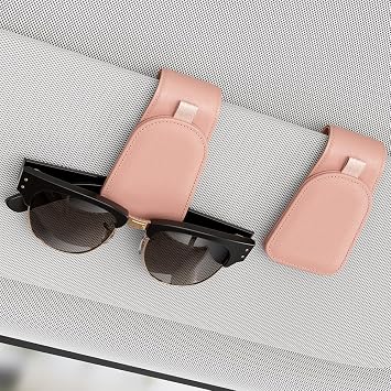 Magnetic Sunglass Holder for Car Visor, 2 Packs, Faux Leather | Strong Magnetism, for Most Car Visors, No Marks on Visor, Gift-Ready Packaging, Sunglass Organizer, Car Accessories for Men