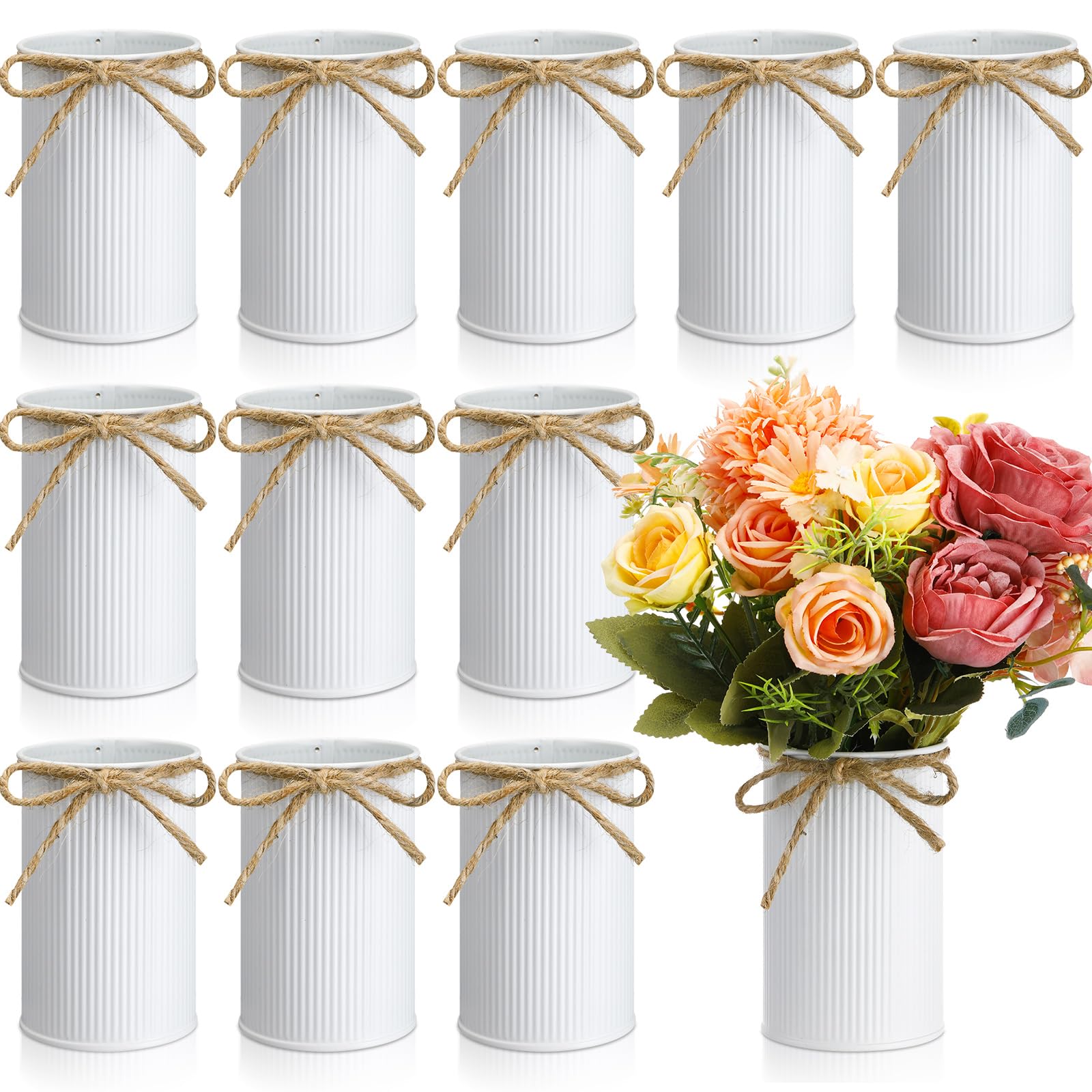 4.33 Inch Mini Vase Wedding Table Centerpieces,White,12 Pcs