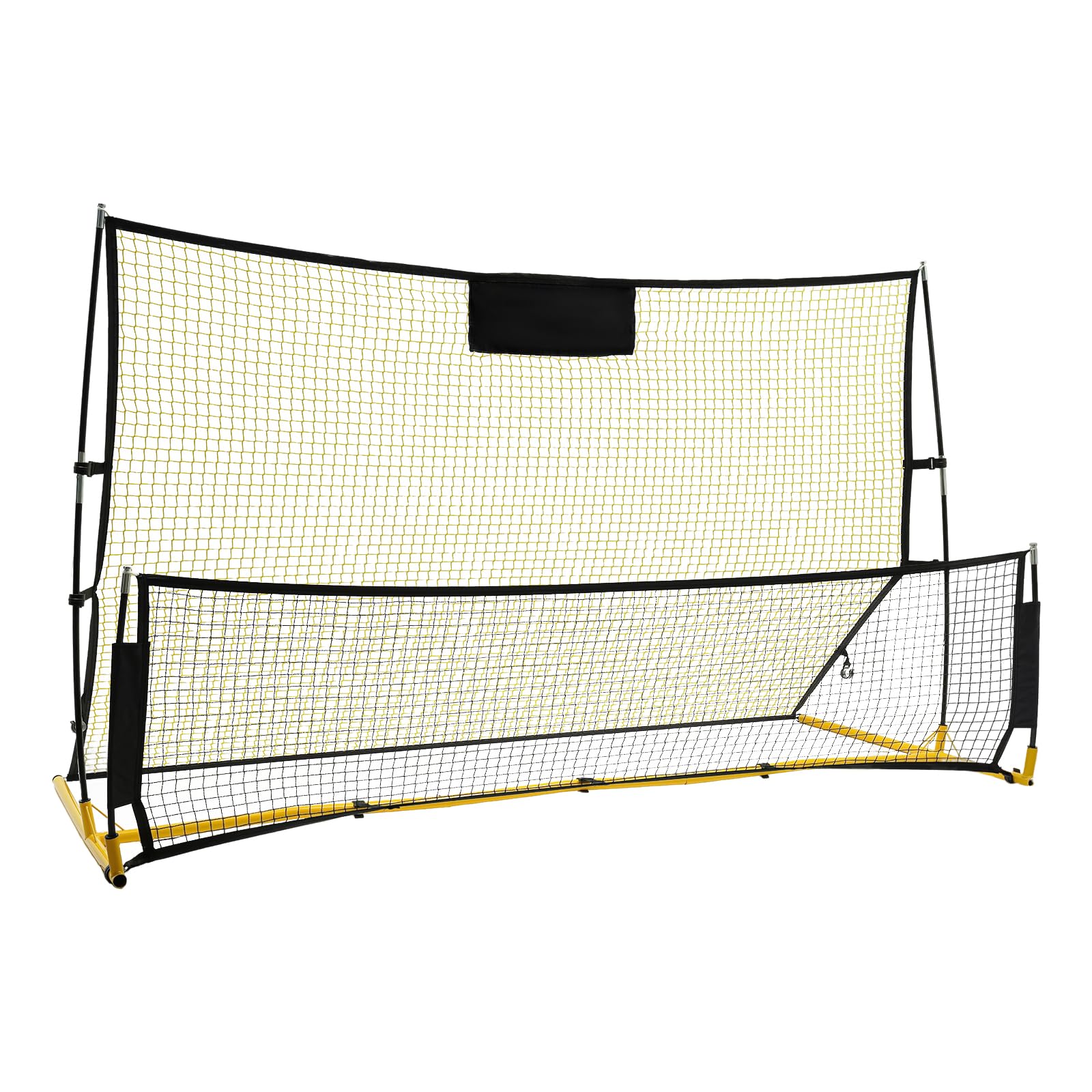 Calcio rimbalzo 2 in 1 rete per esercizi di calcio, 2,1 x 1,2 m, portatile e integrato, per allenamento su qualsiasi superficie