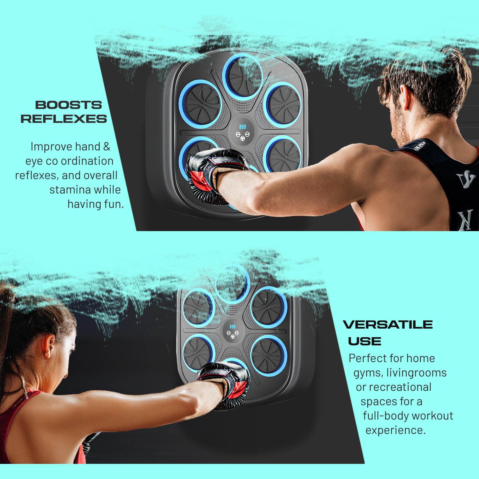 2025 Smart Music Boxing Machine with LED Wall-Mounted Target for Adults and Kids – Interactive Training Equipment for Home Gym, Indoor Fitness, Boxing Workout, and Exercise with Premium Boxing Gloves
