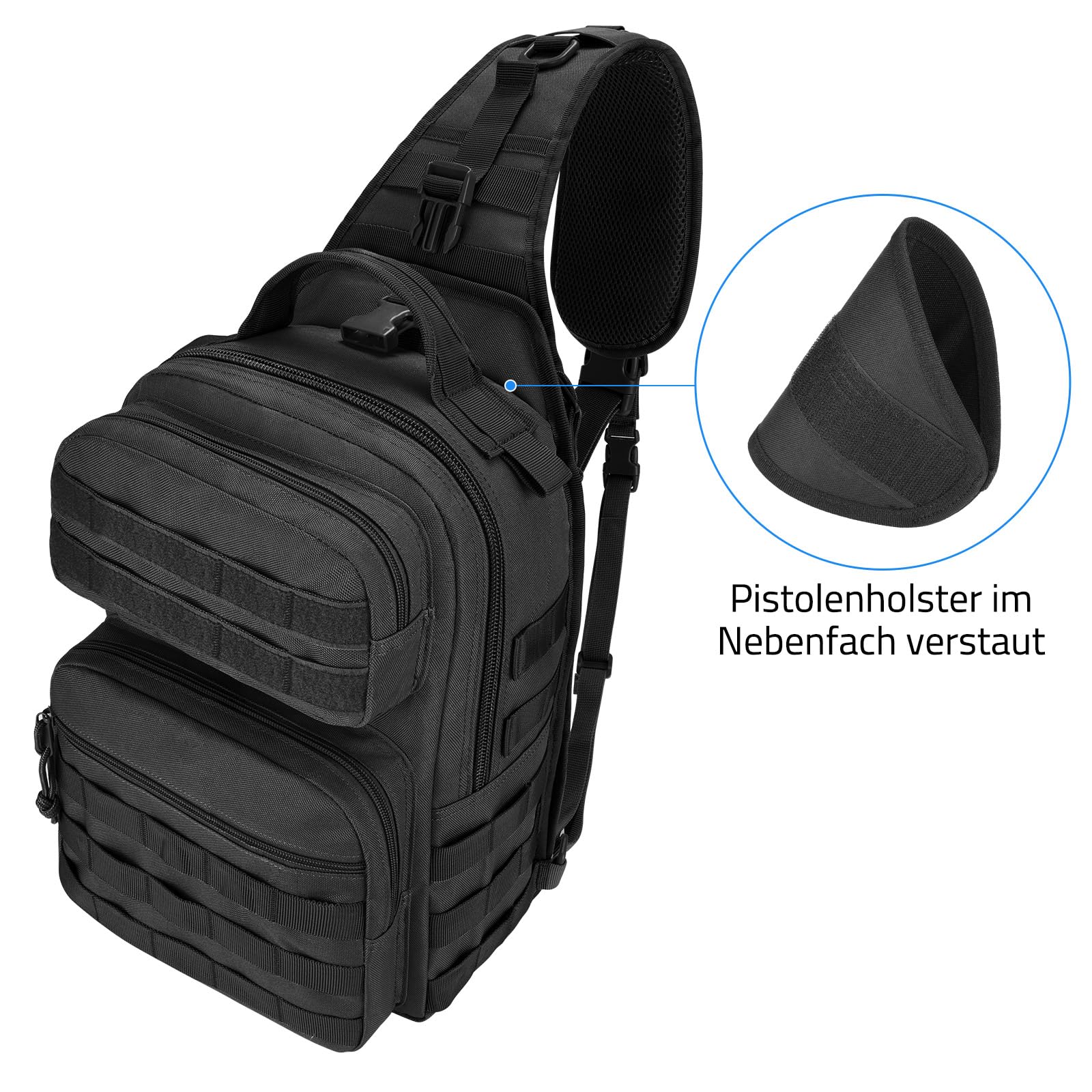 Taktyczny plecak Sling Bag dla mężczyzn, wojskowa torba na ramię Molle Army Assault, zdejmowana torba taktyczna z uchwytem na butelki, torba robocza na wędrówki EDC na wędrówki i kemping