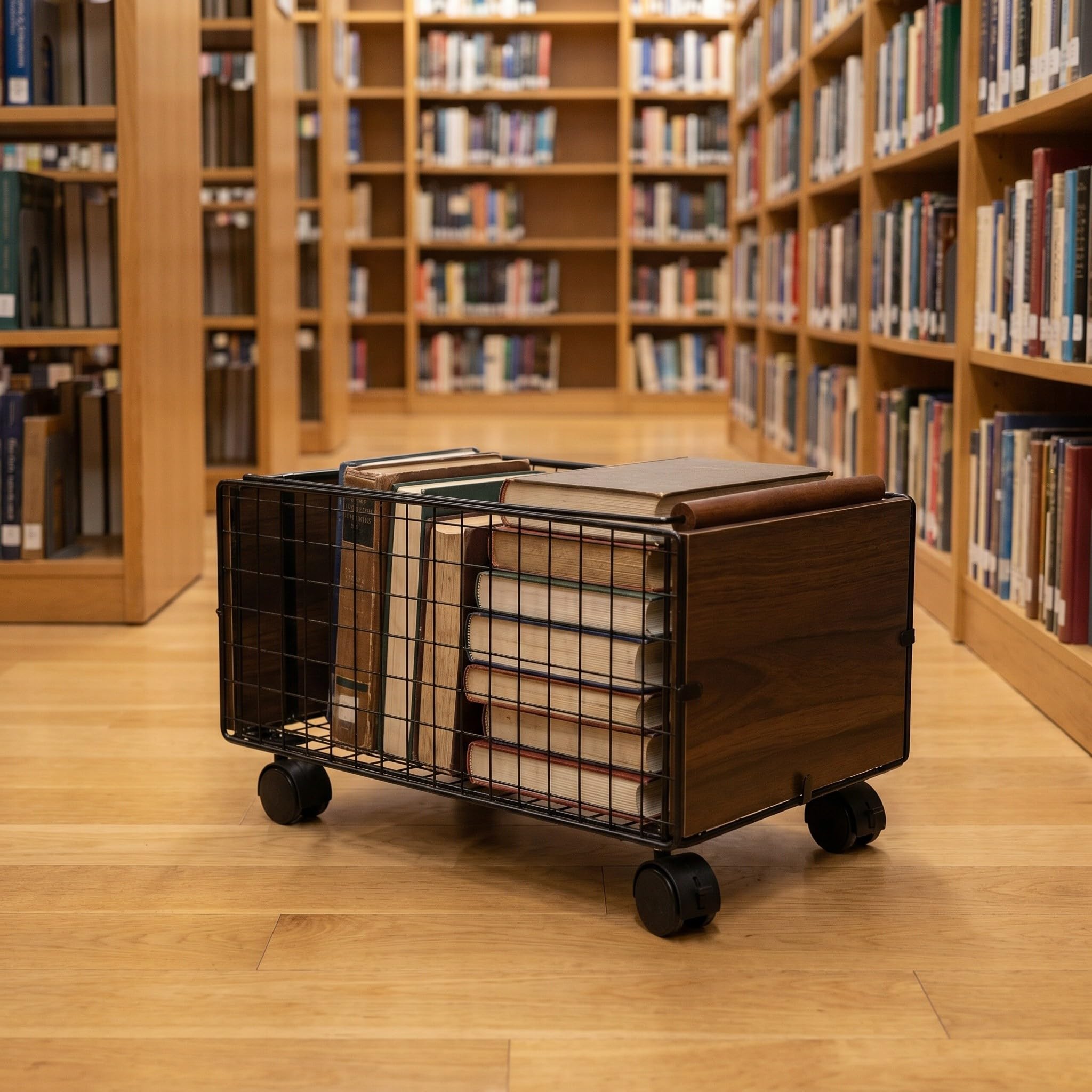 Toddmomy Carrito Organizador con Ruedas - Carrito utilitario de Metal - Cesta de Almacenamiento Debajo del Escritorio con Ruedas y Barra para Libros, Papeles, Archivos, Material de Oficina, Escolar,