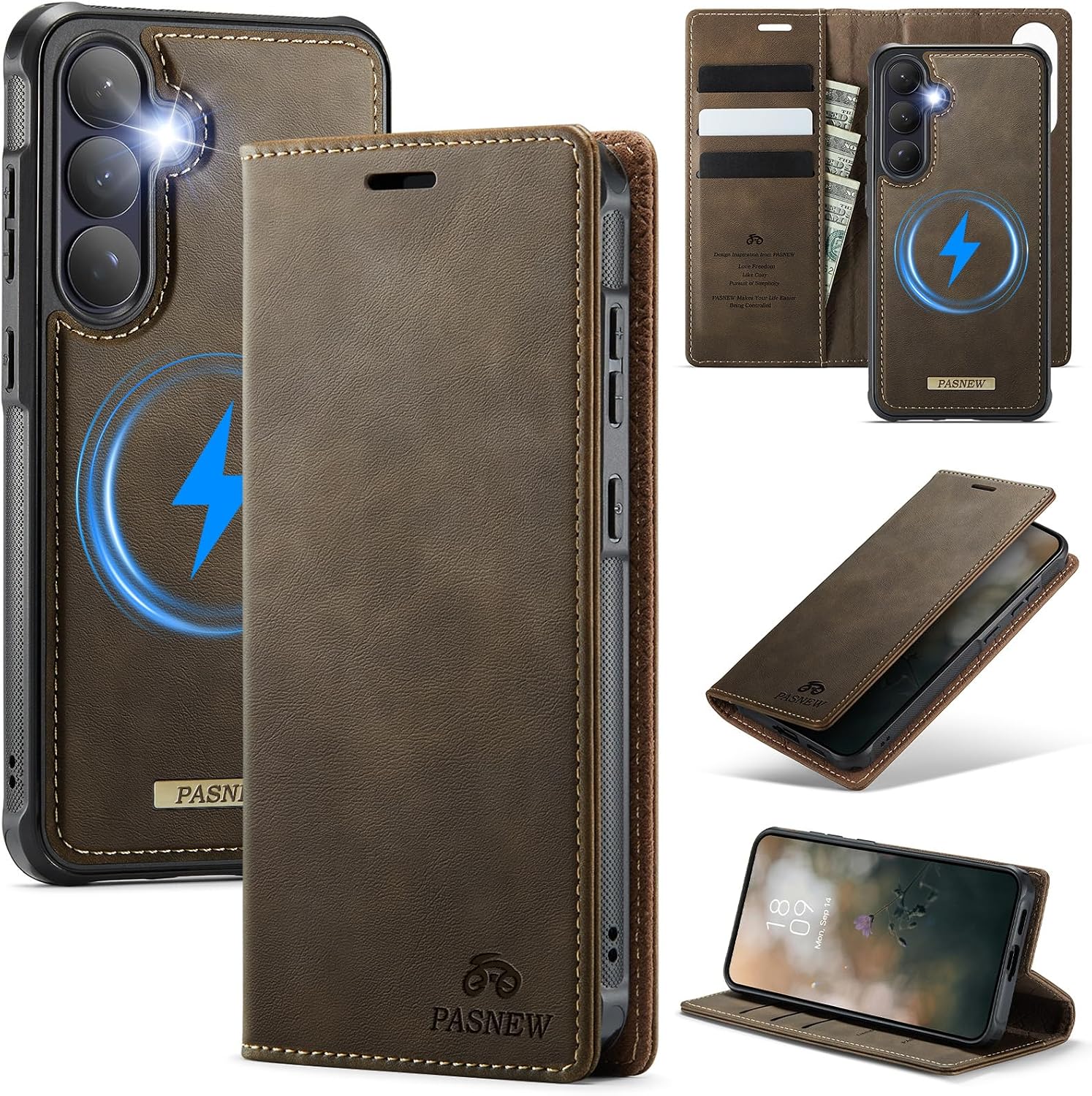PASNEW Luxury Case for Samsung Galaxy S26 FE,6.7",Coffee