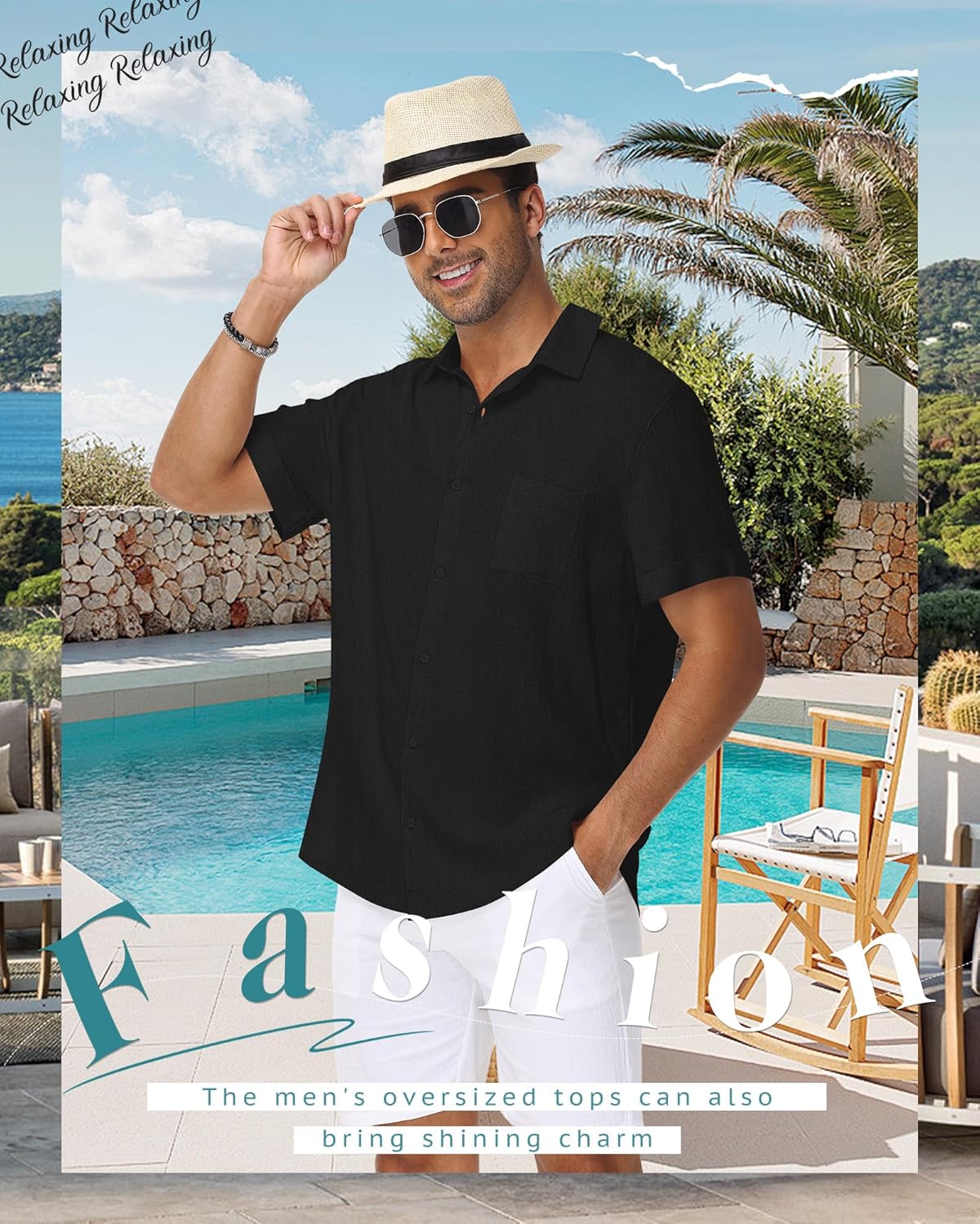 Neer Men's Big and Tall Linen Shirts M-7XL Short Sleeve Casual Button Down Blouses with Pocket Summer Beach Tops - Image 7