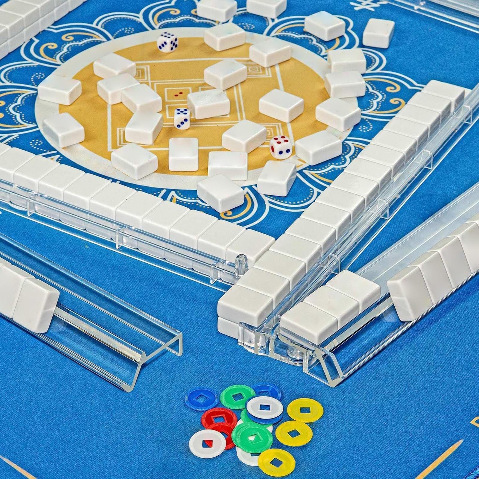 Supporti per Mahjong con Spingitori 4 Supporti da da Tavolo con Borsa