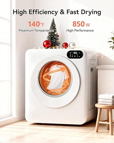 Miniatura 2 de Euhomy Secadora de ropa portátil de 1.5 pies cúbicos, secadora de ropa de 850 W con tambor de acero inoxidable, 4 funciones, control LED, secadora