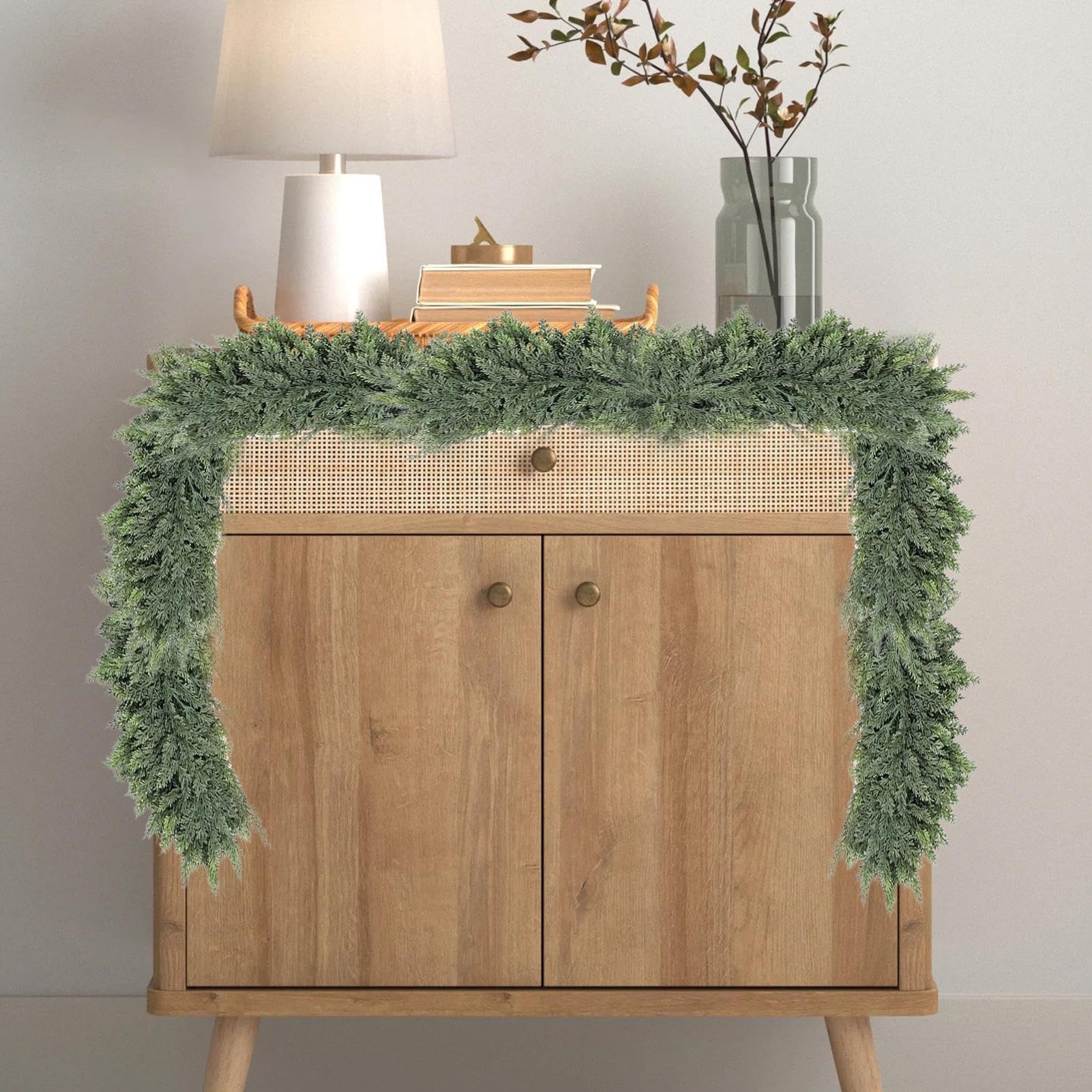 Guirnalda de Pino para Navidad Decoración Navideña de Guirnalda Artificial | Corona para Decoración de Hogar en Pared Puerta Chimenea Boda Árbol Escaleras