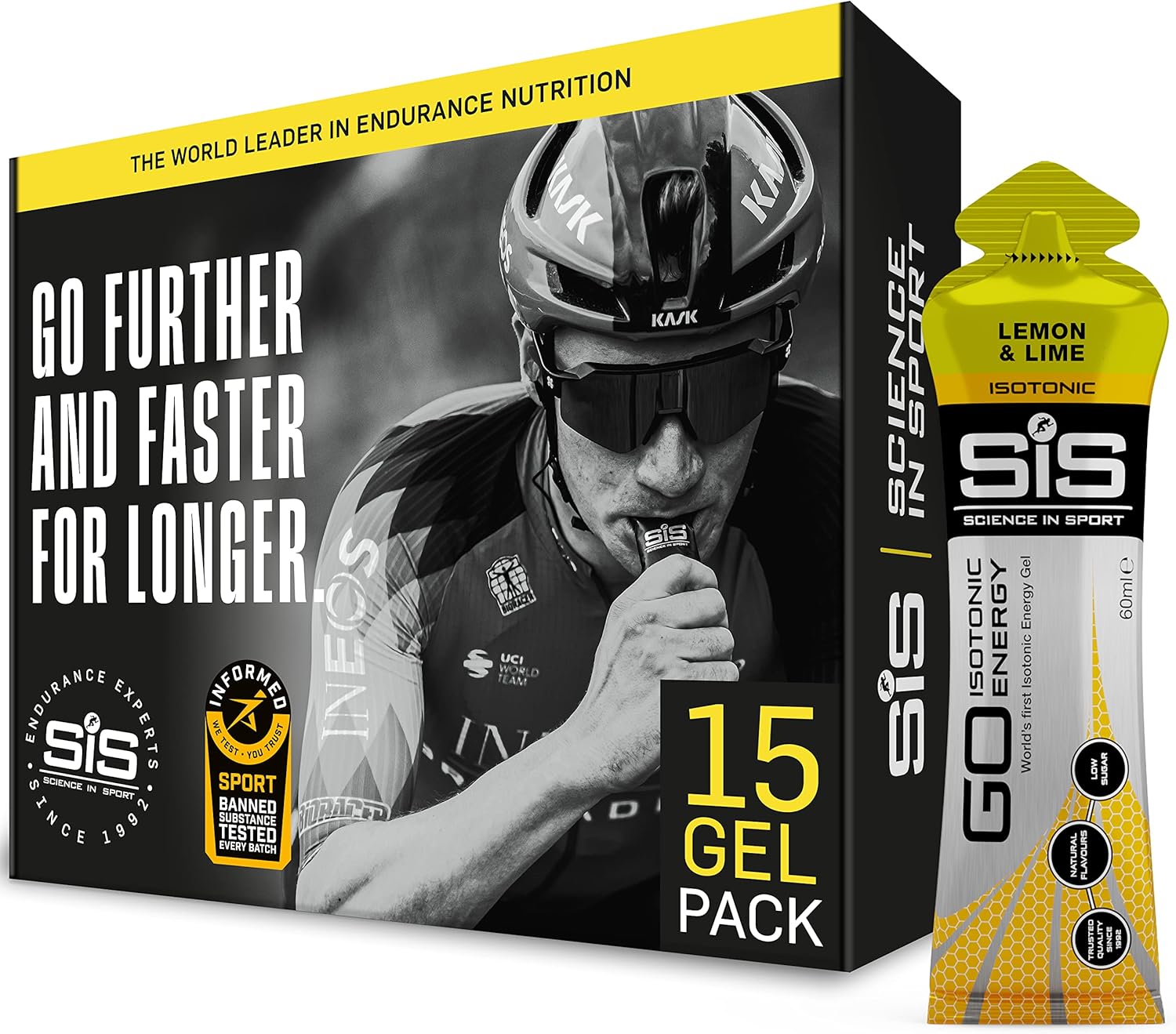Science In Sport GO Isotonic Energy Gels, Running Gels with 22 g Carbohydrates, Low Sugar, Lemon