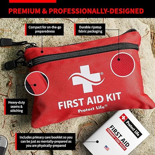Miniatura 2 de Protect Life Kit de primeros auxilios, kit de primeros auxilios de viaje para automóvil, 100 piezas compacto de preparación para emergencias, kit