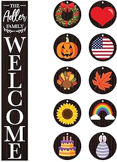 Personalized Interchangeable Welcome Sign for Front Door - 10 Icons & Fa...