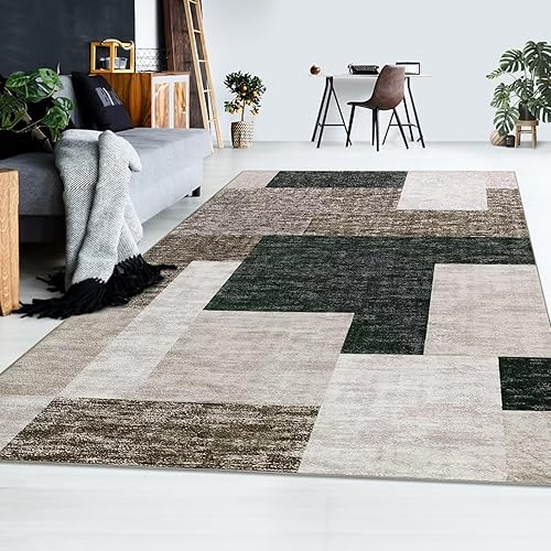 Miniatura 5 de Zacoo Alfombra abstracta de 5 x 8 pies, geométrica, para dormitorio, súper suave, moderna, antideslizante, no desprende pelo, lavable a máquina,