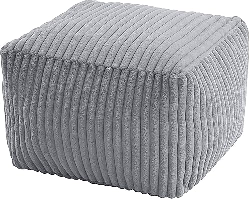 Miniatura 24 de MeMoreCool Puf otomano redondo – Reposapiés relleno de 20 x 20 x 15 pulgadas con relleno de espuma, reposapiés circular pequeño gris oscuro para