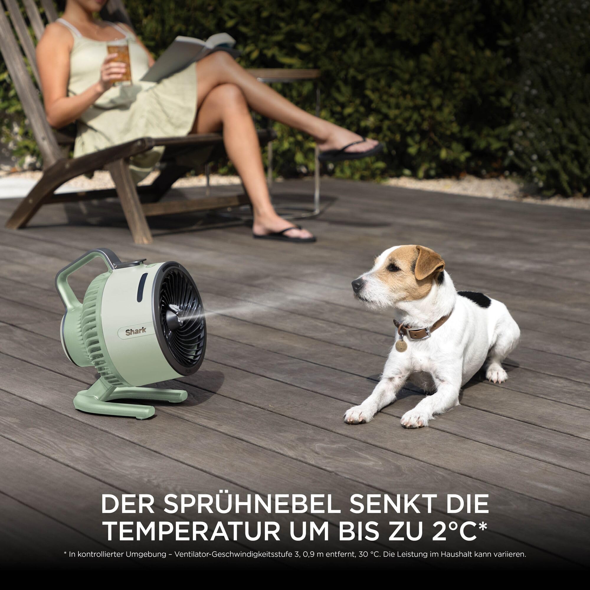 Shark FlexBreeze HydroGo Starker Ventilator mit Sprühnebel, Mint FA050EUGN