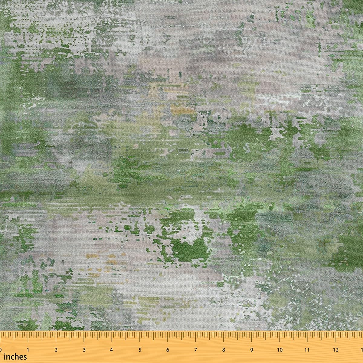 Erosebridal Abstract Teal Fabric by The Yard - Modern Watercolor Green Grey Upholstery, Ombre Gradient Decorative, Tie Dye Batik Aesthetic Patchwork